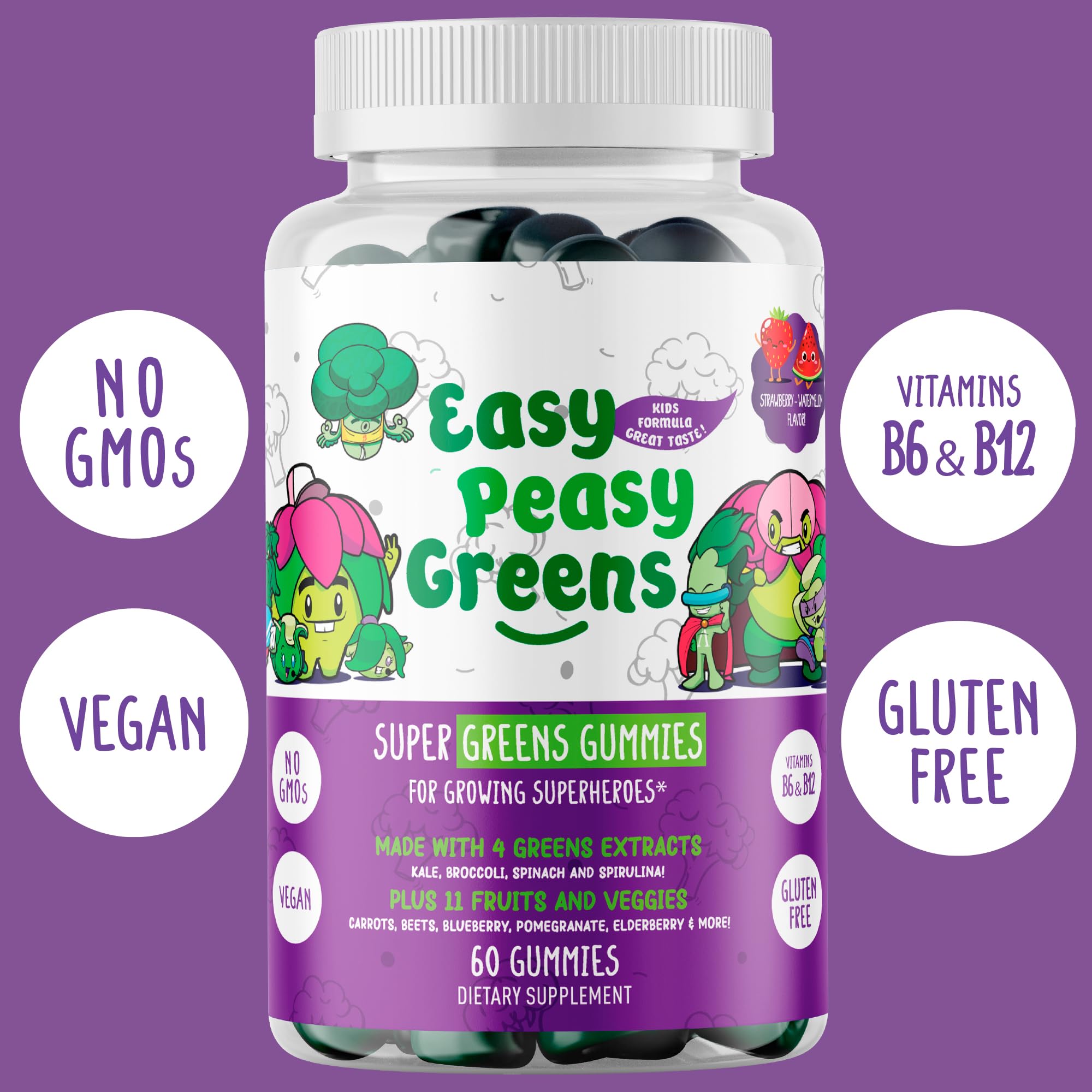 EASY PEASY GREENS Multivitamin Gummies with fruits and greens