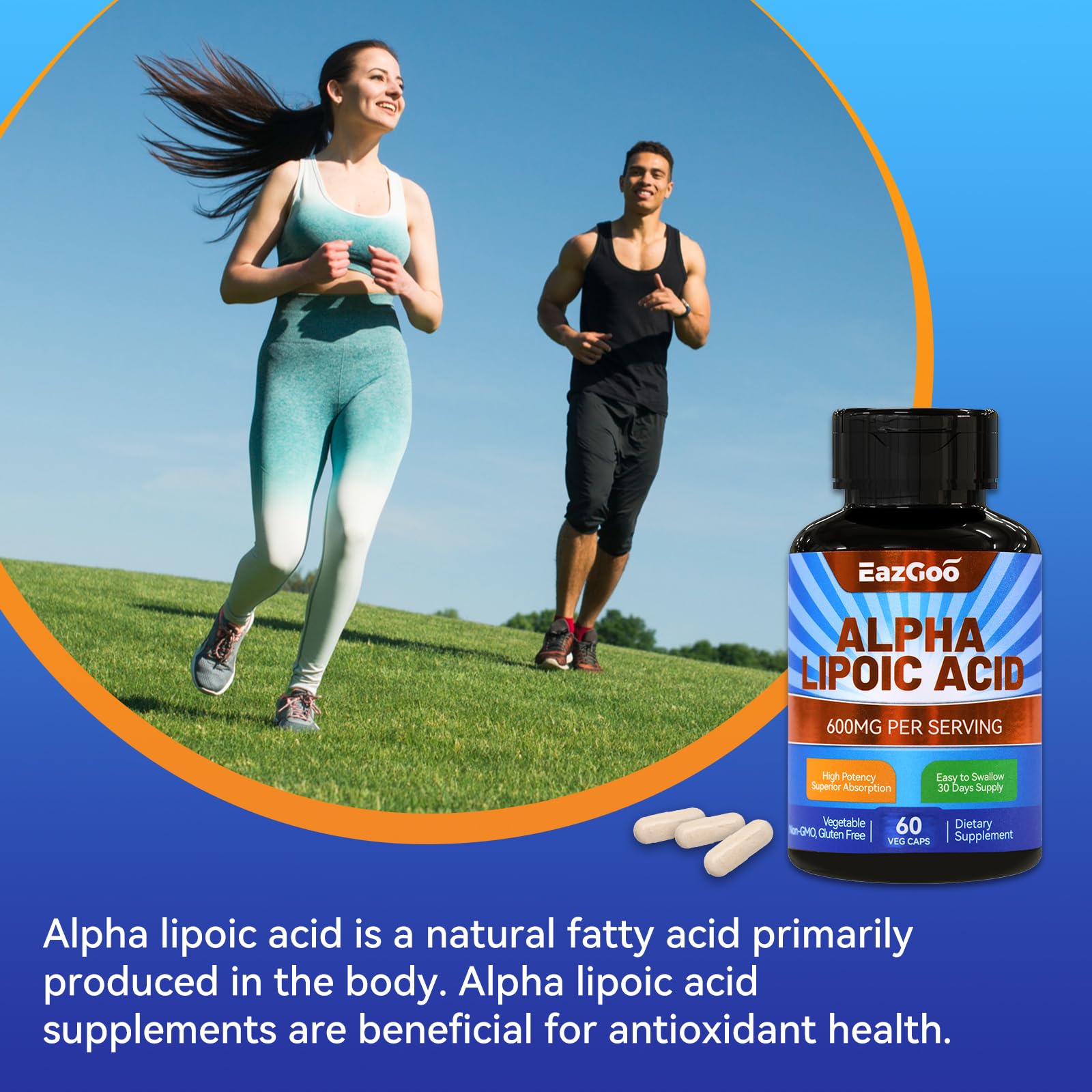 EAZGOO Alpha Lipoic Acid 600 mg capsules with ingredients list