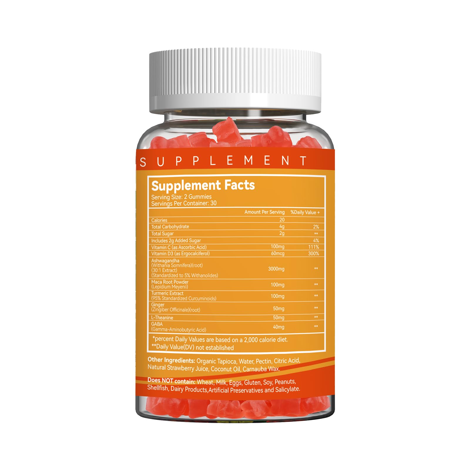EAZGOO Ashwagandha Gummies bottle side view with nutritional information