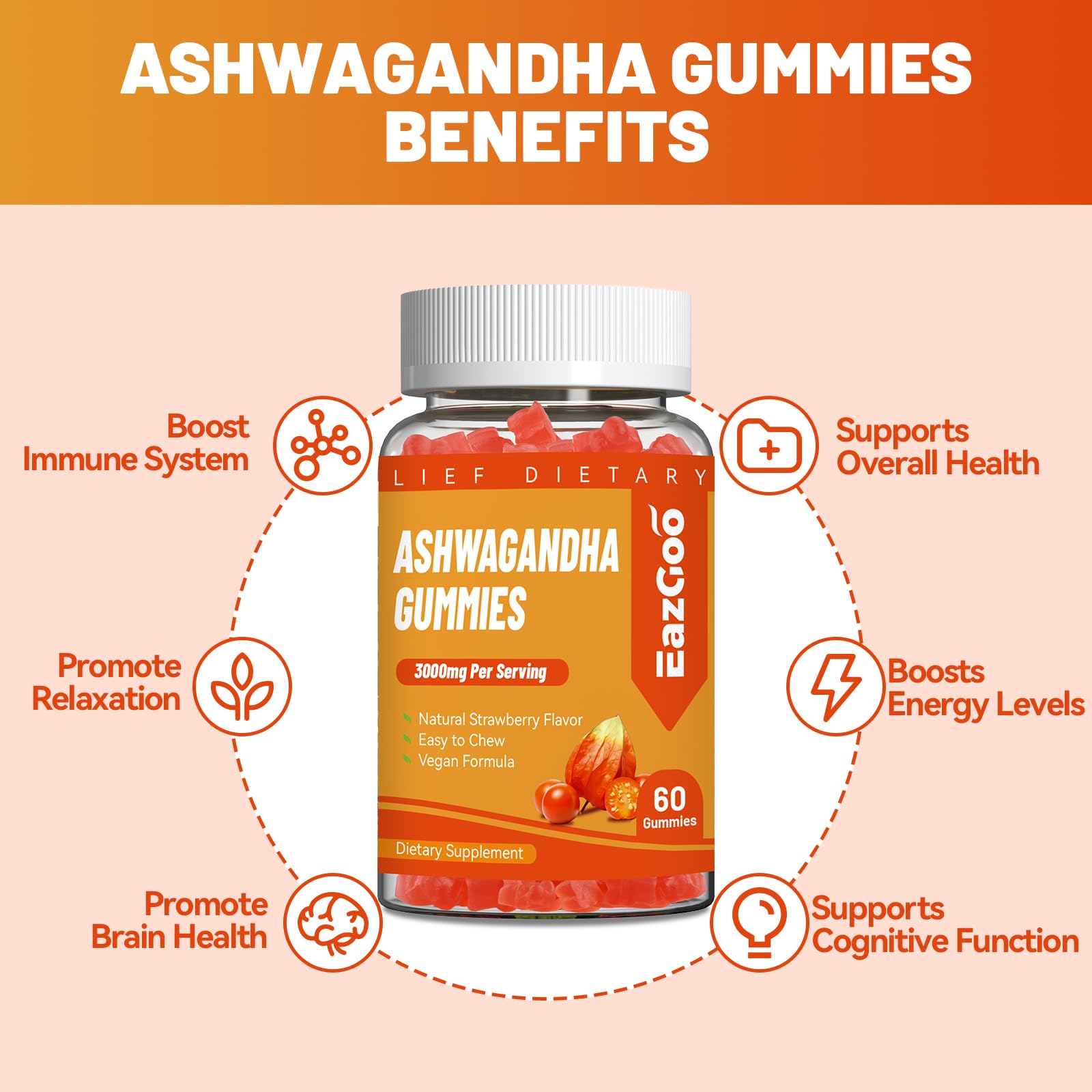 EAZGOO Ashwagandha Gummies lifestyle scene with a person holding the bottle