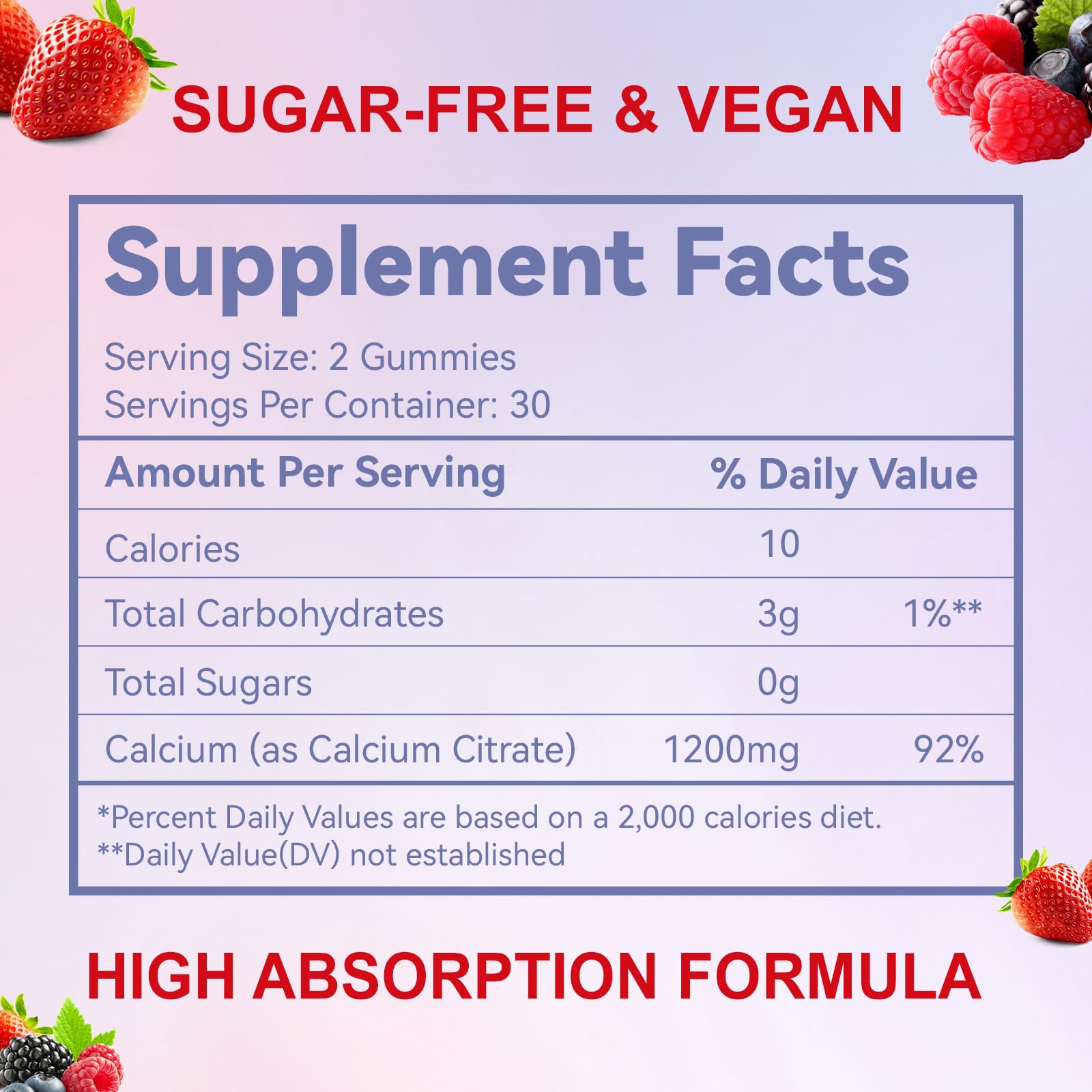 EAZGOO Calcium Citrate Gummies 1200mg mixed berry flavour