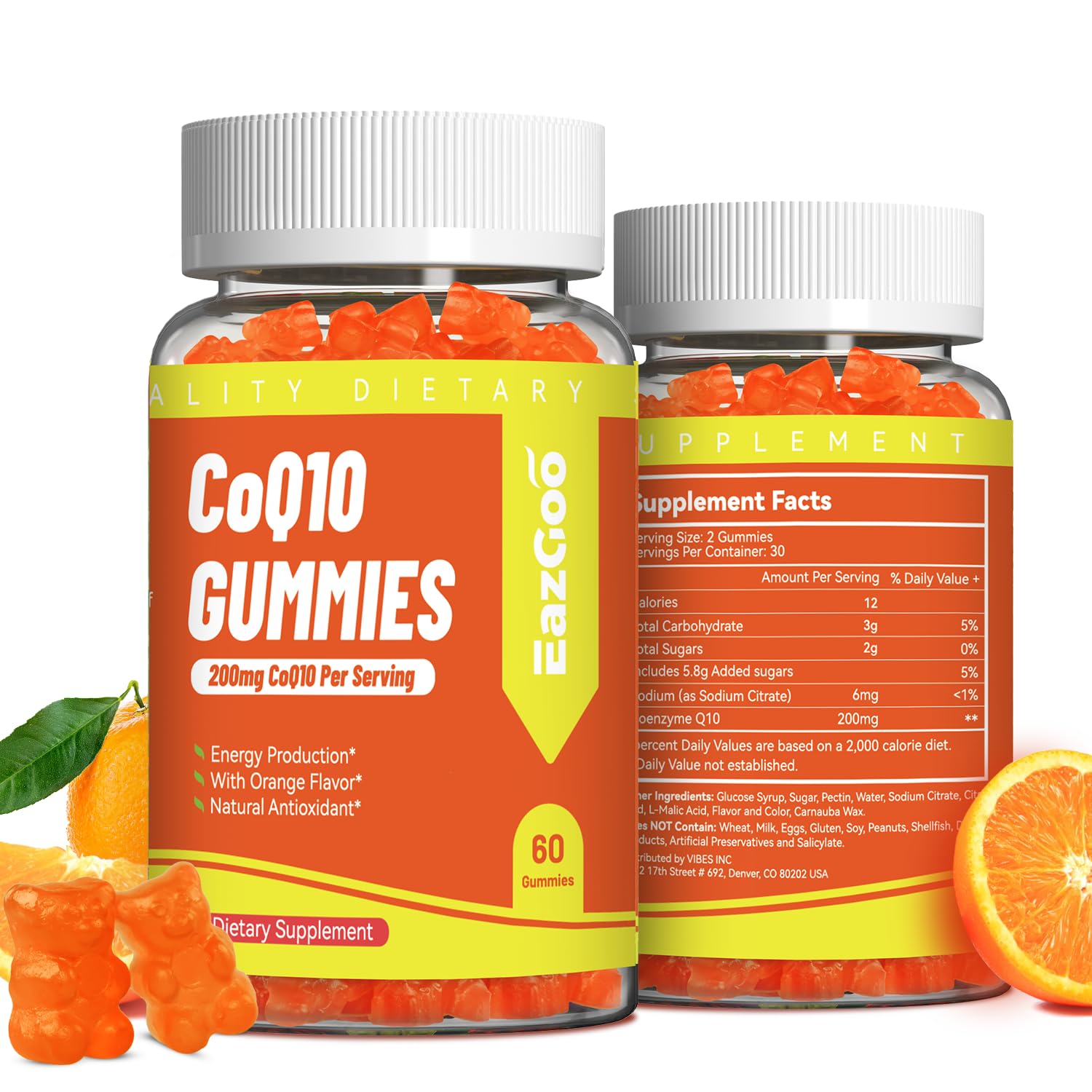 EAZGOO CoQ10 Gummies 200mg bottle front view