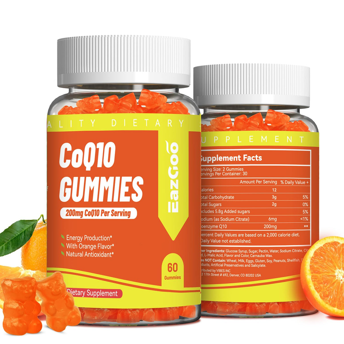 EAZGOO CoQ10 Gummies 200mg bottle front view