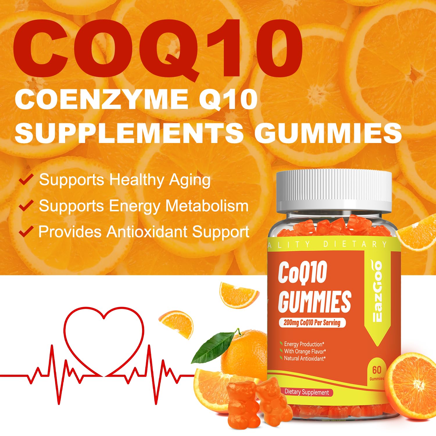 EAZGOO CoQ10 Gummies 200mg gummies close-up