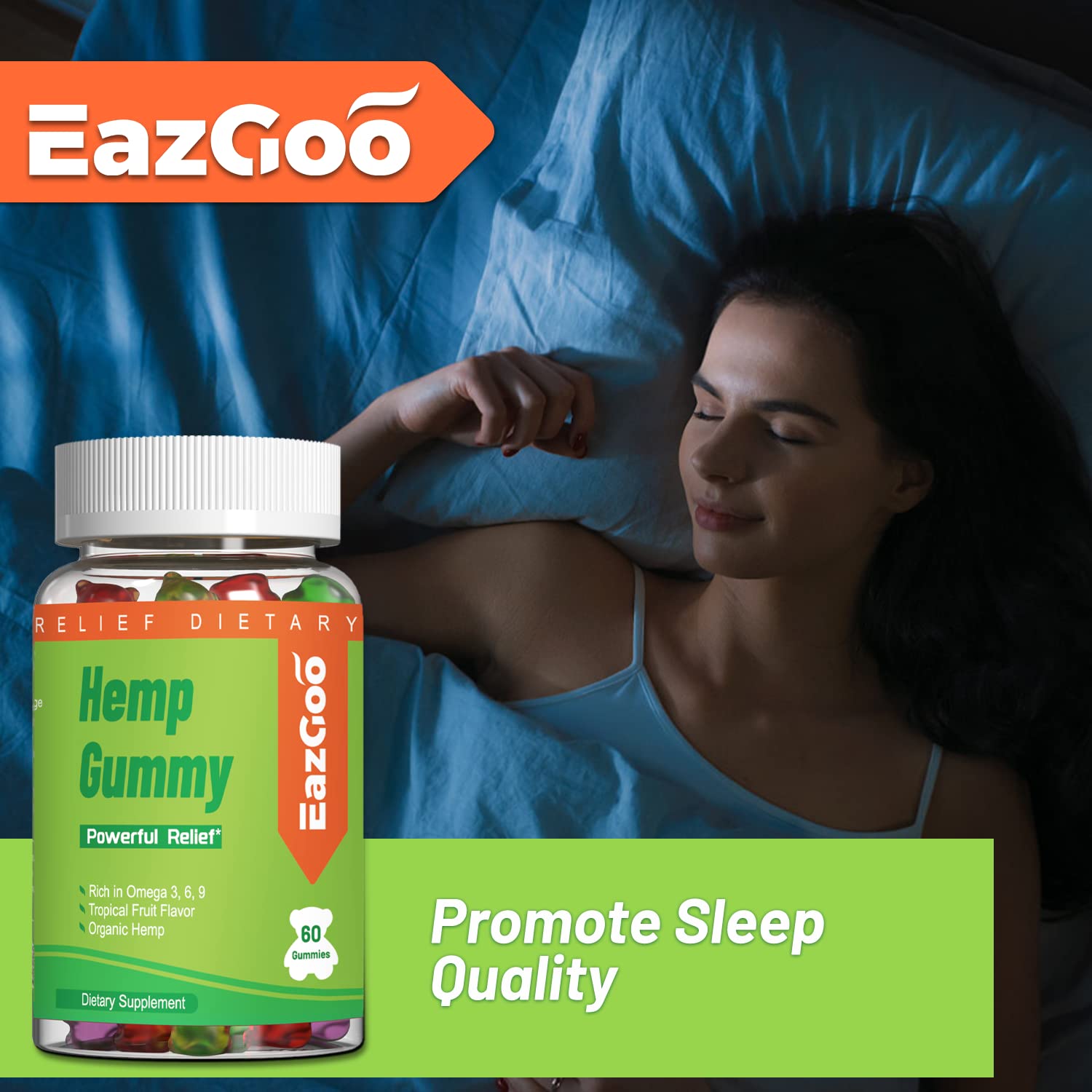 EAZGOO Hemp Gummies showing gummy pieces