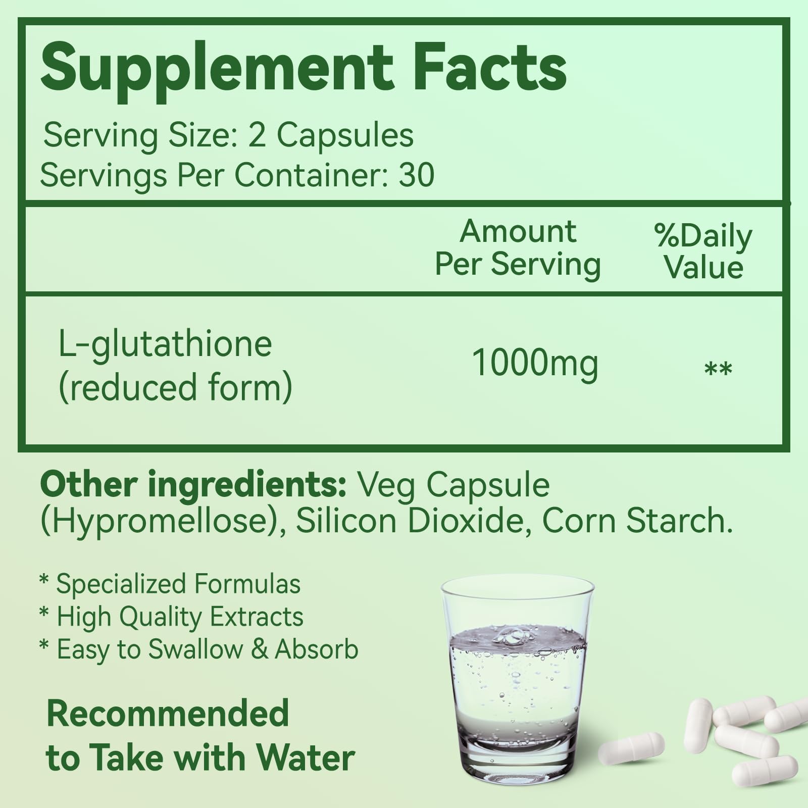 EAZGOO L-Glutathione Capsules 1000mg bottle with label
