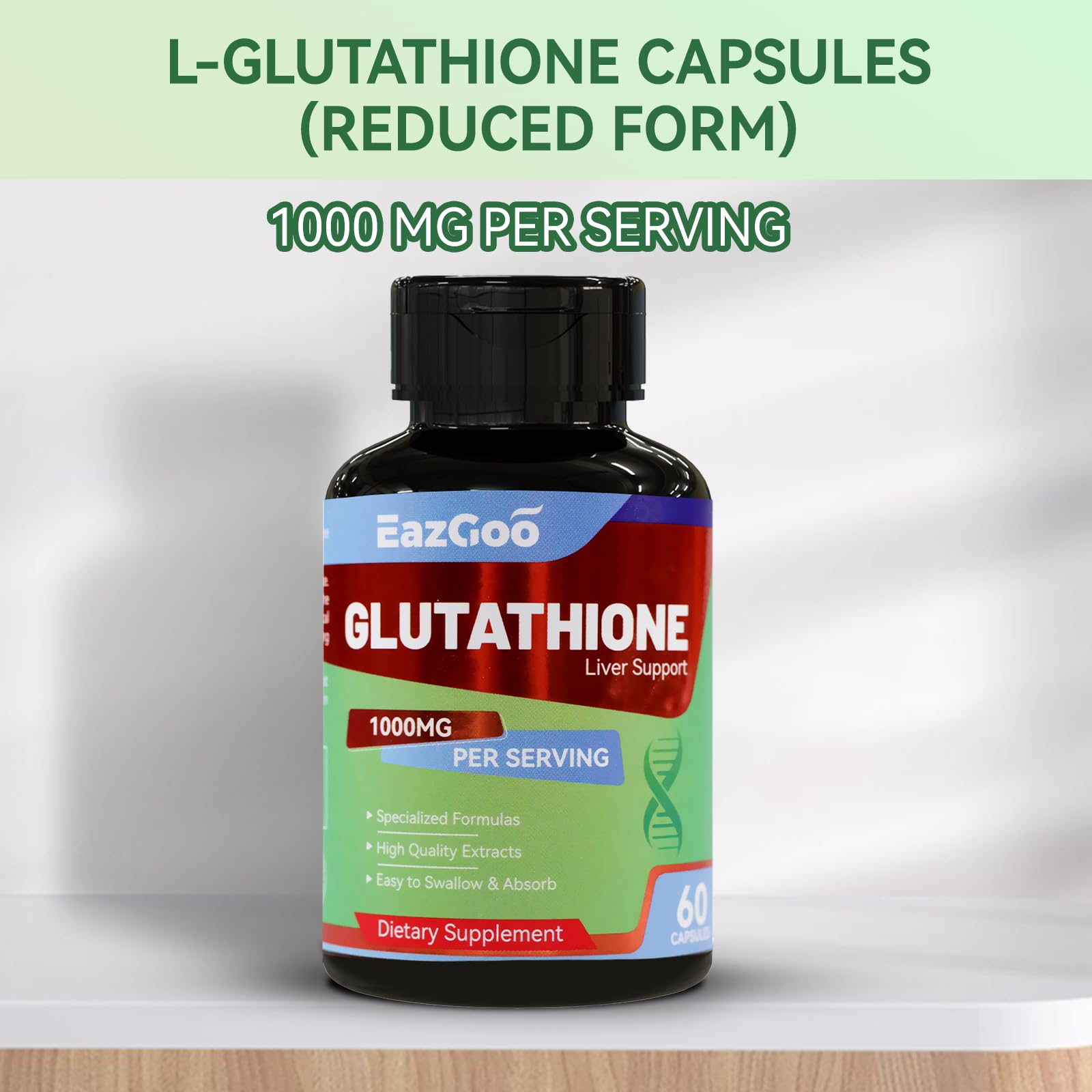 EAZGOO L-Glutathione Capsules 1000mg capsules close-up