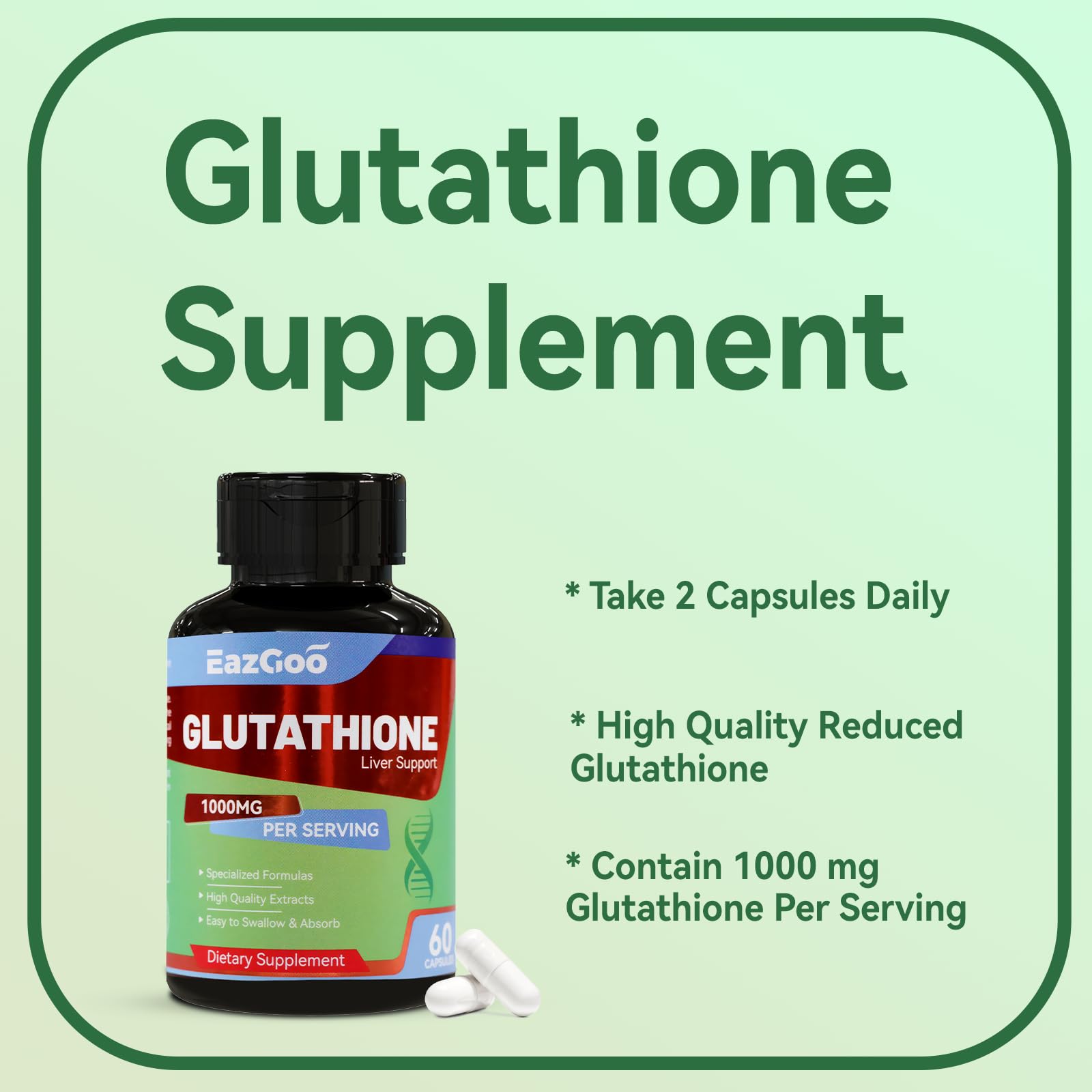 EAZGOO L-Glutathione Capsules 1000mg side view