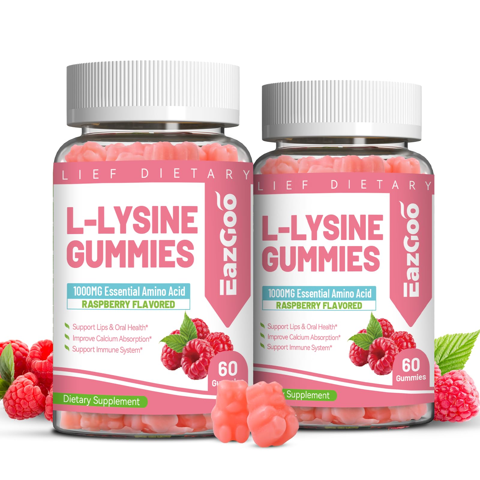 EAZGOO L-Lysine 1000mg Gummies bottle front view