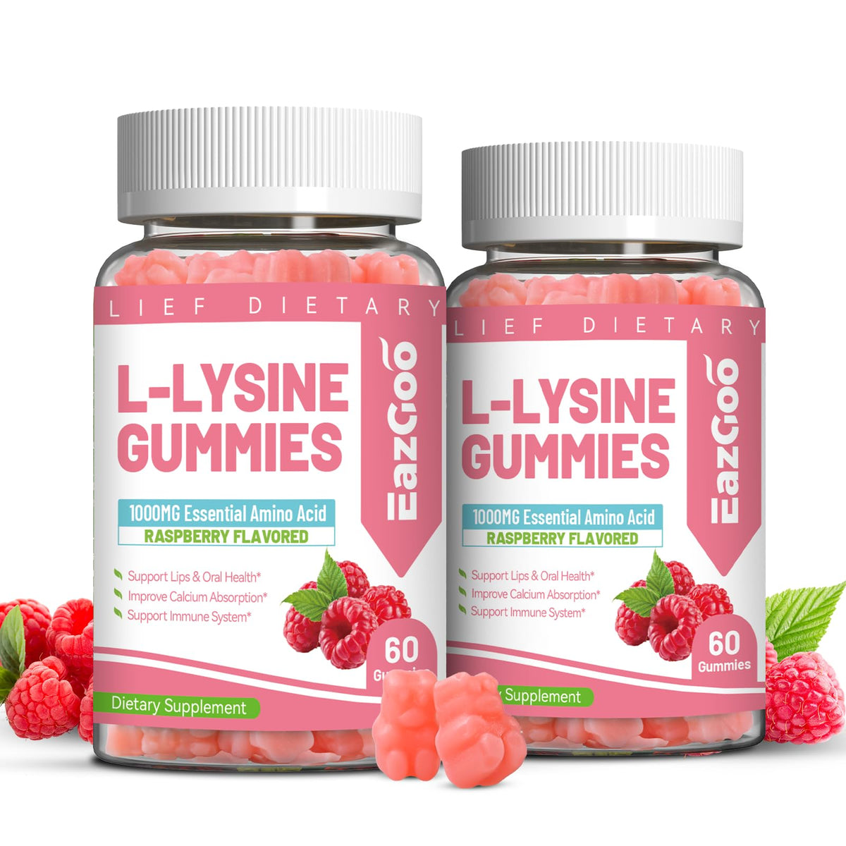 EAZGOO L-Lysine 1000mg Gummies bottle front view