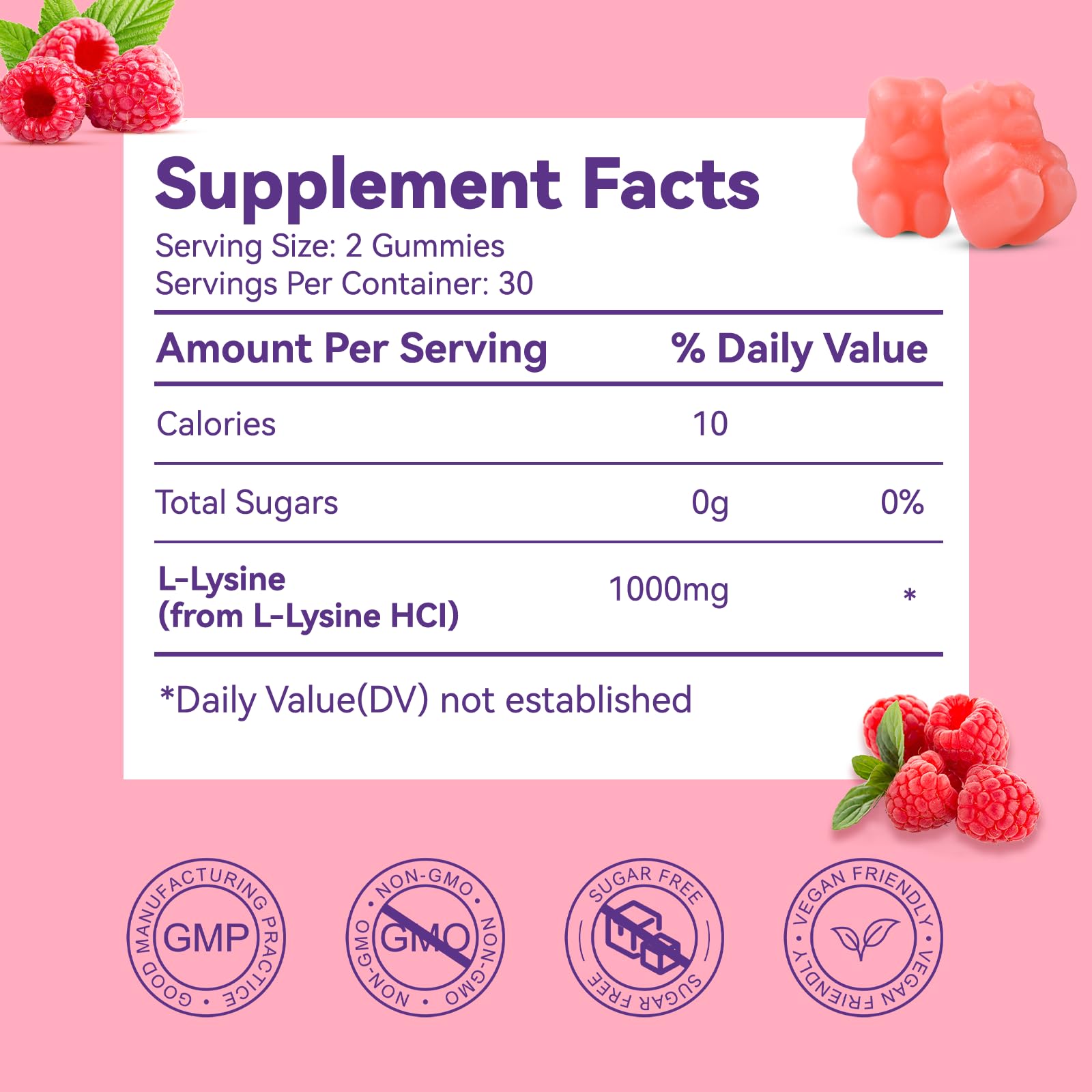 EAZGOO L-Lysine 1000mg Gummies side view
