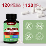 EAZGOO L-Theanine 200mg capsules on a wooden table