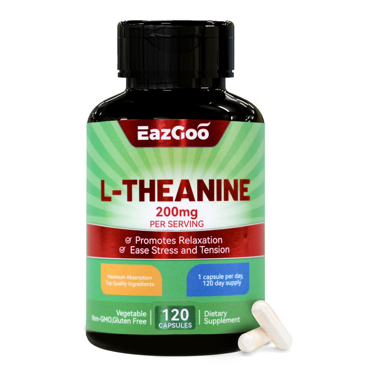 EAZGOO L Theanine Supplement 200mg front view of bottle