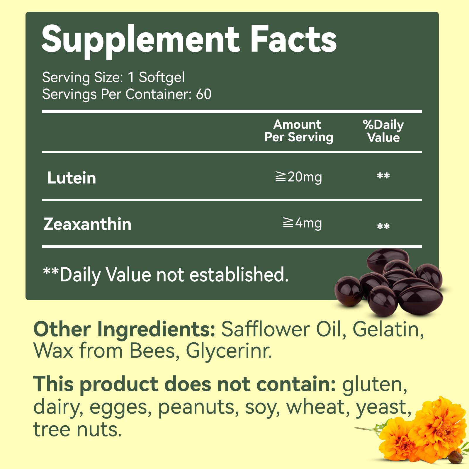 EAZGOO Lutein Supplement bottle with 60 softgels