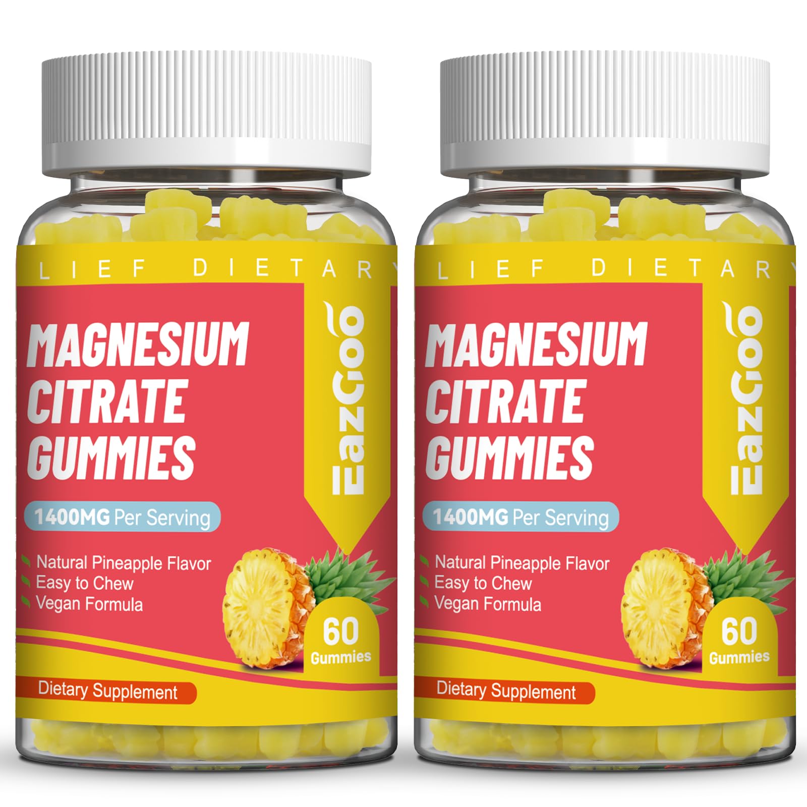 EAZGOO Magnesium Citrate Gummies 200mg bottle front view