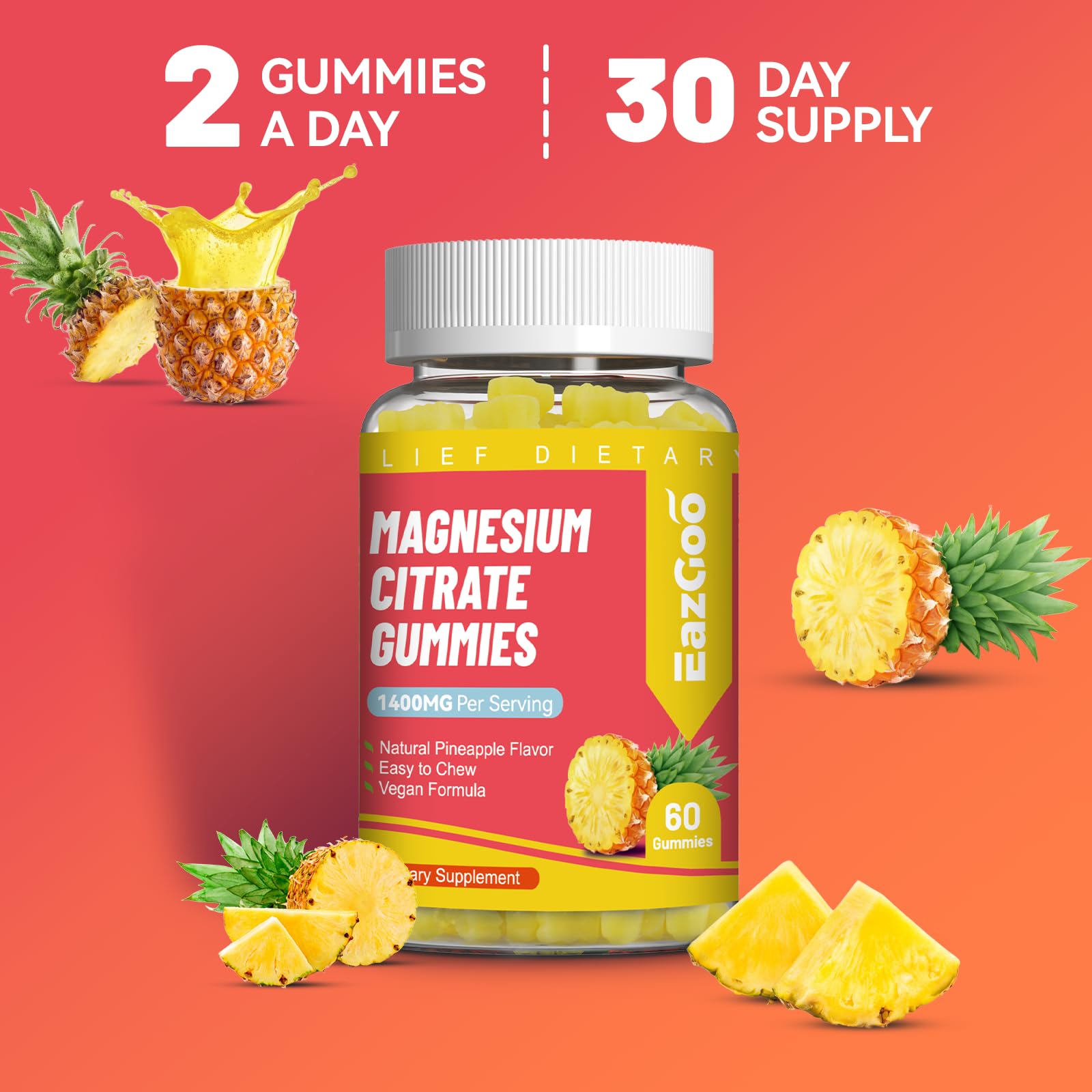 EAZGOO Magnesium Citrate Gummies 200mg displayed with lifestyle items