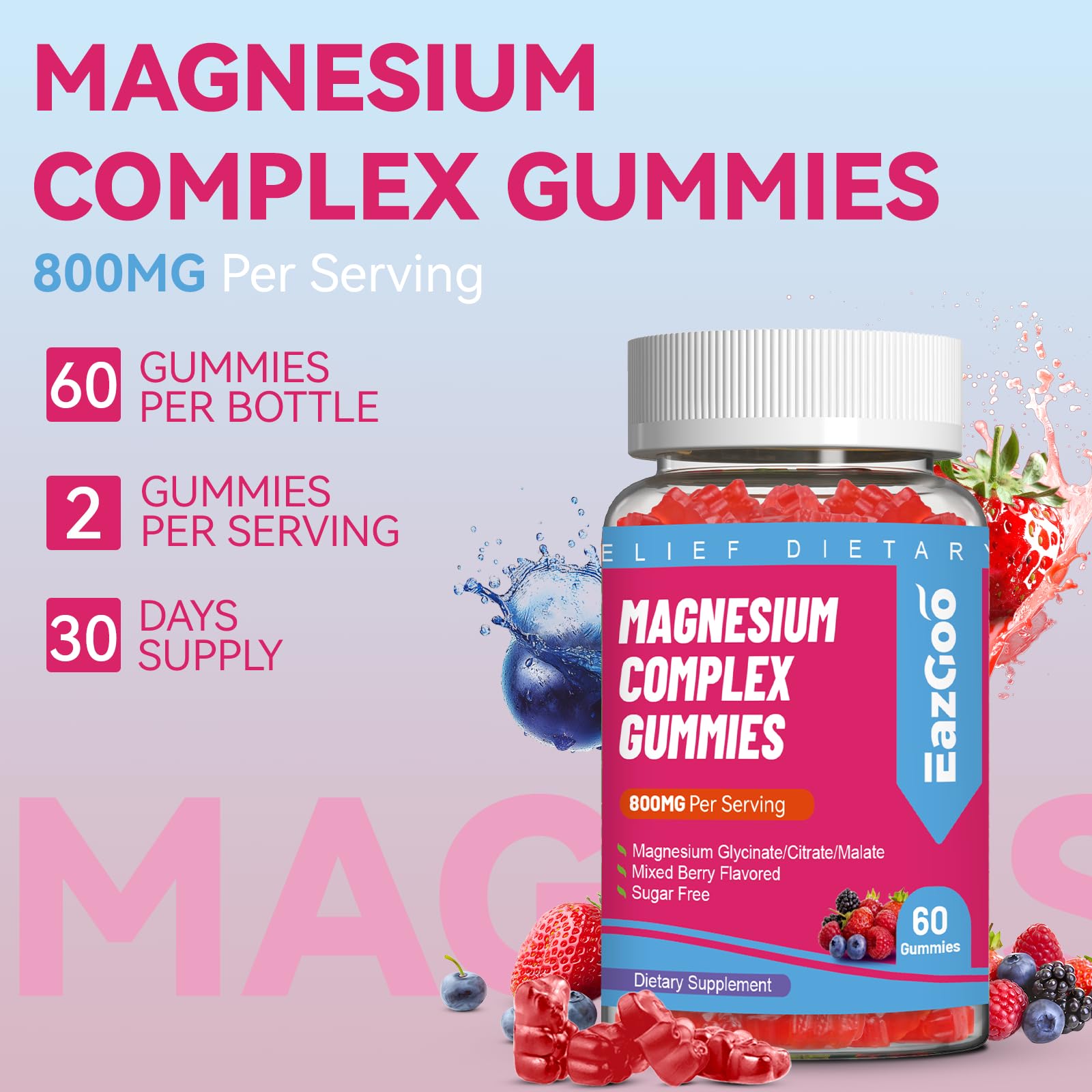 EAZGOO Magnesium Complex Gummies close-up of gummies
