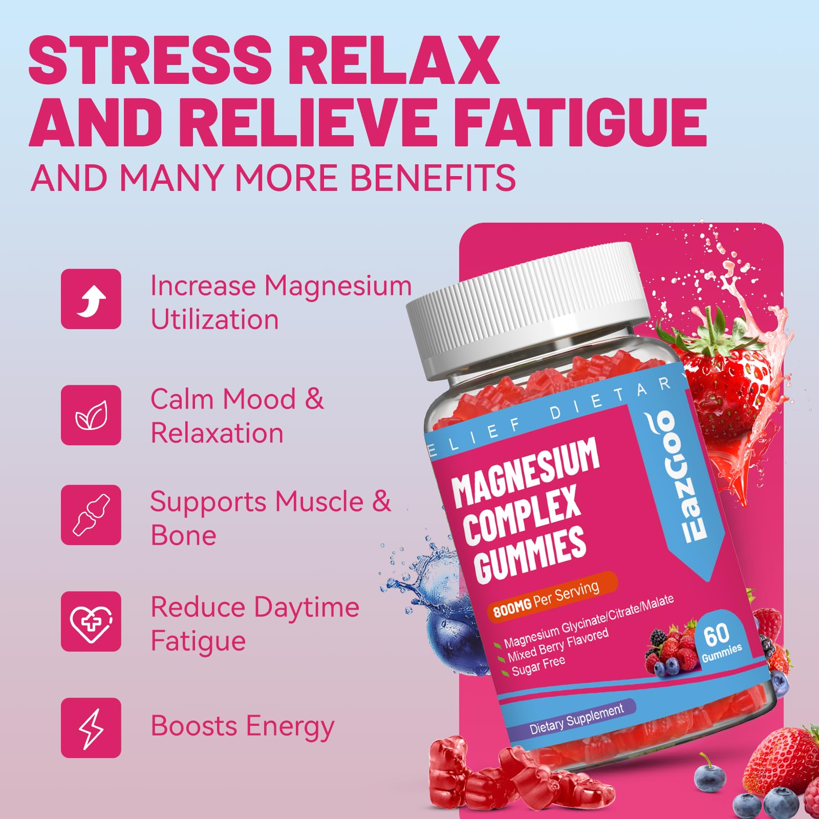 EAZGOO Magnesium Complex Gummies with a measuring spoon