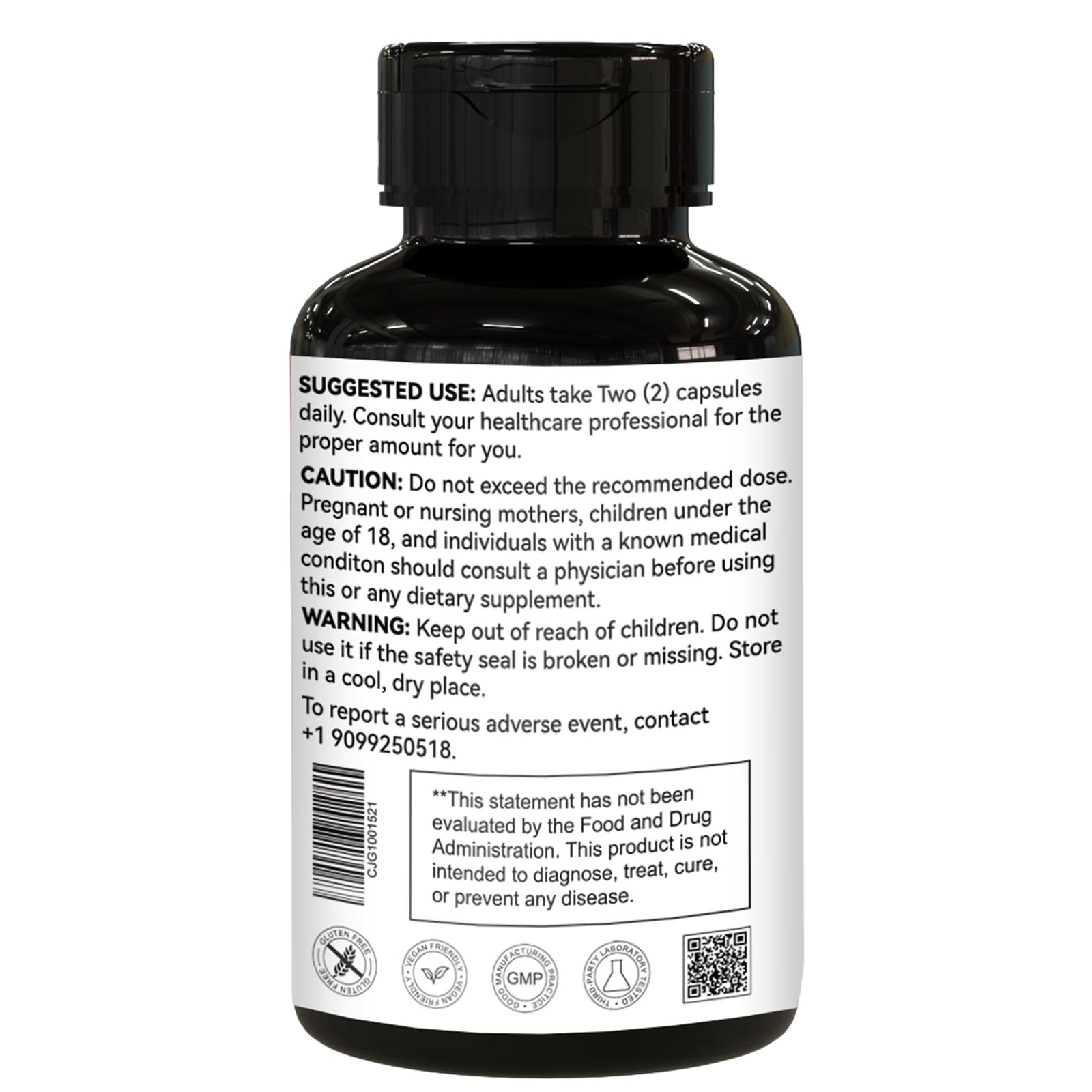 EAZGOO Magnesium Glycinate Capsules back view with ingredient list