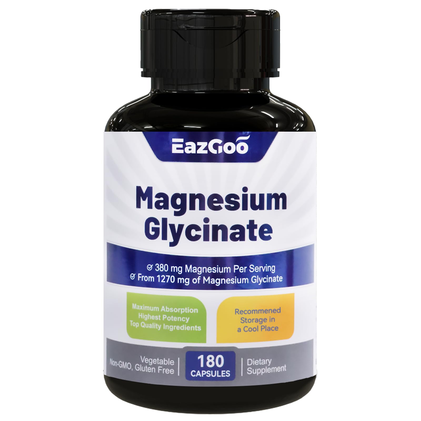 EAZGOO Magnesium Glycinate Capsules front view with packaging