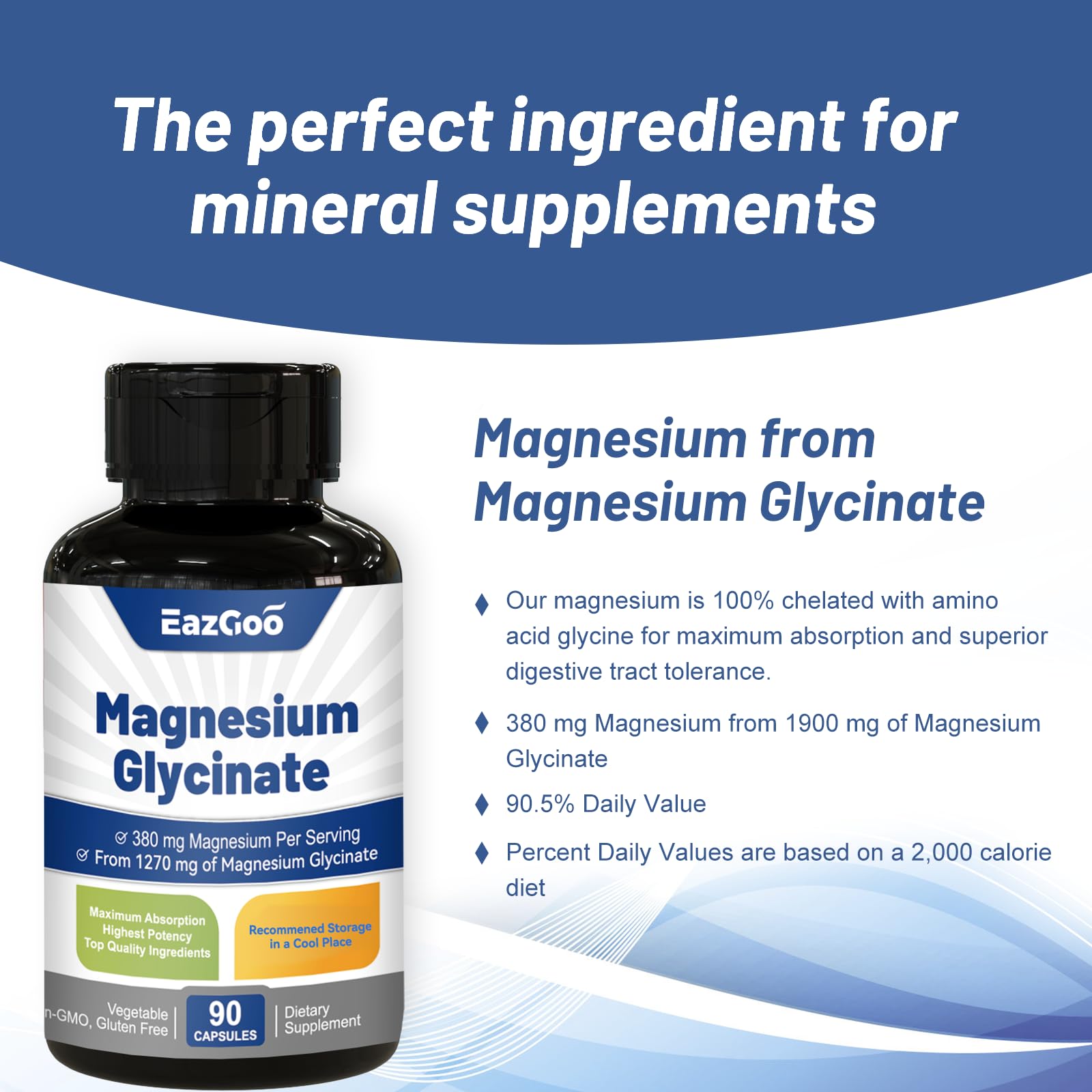 EAZGOO Magnesium Glycinate Capsules in packaging