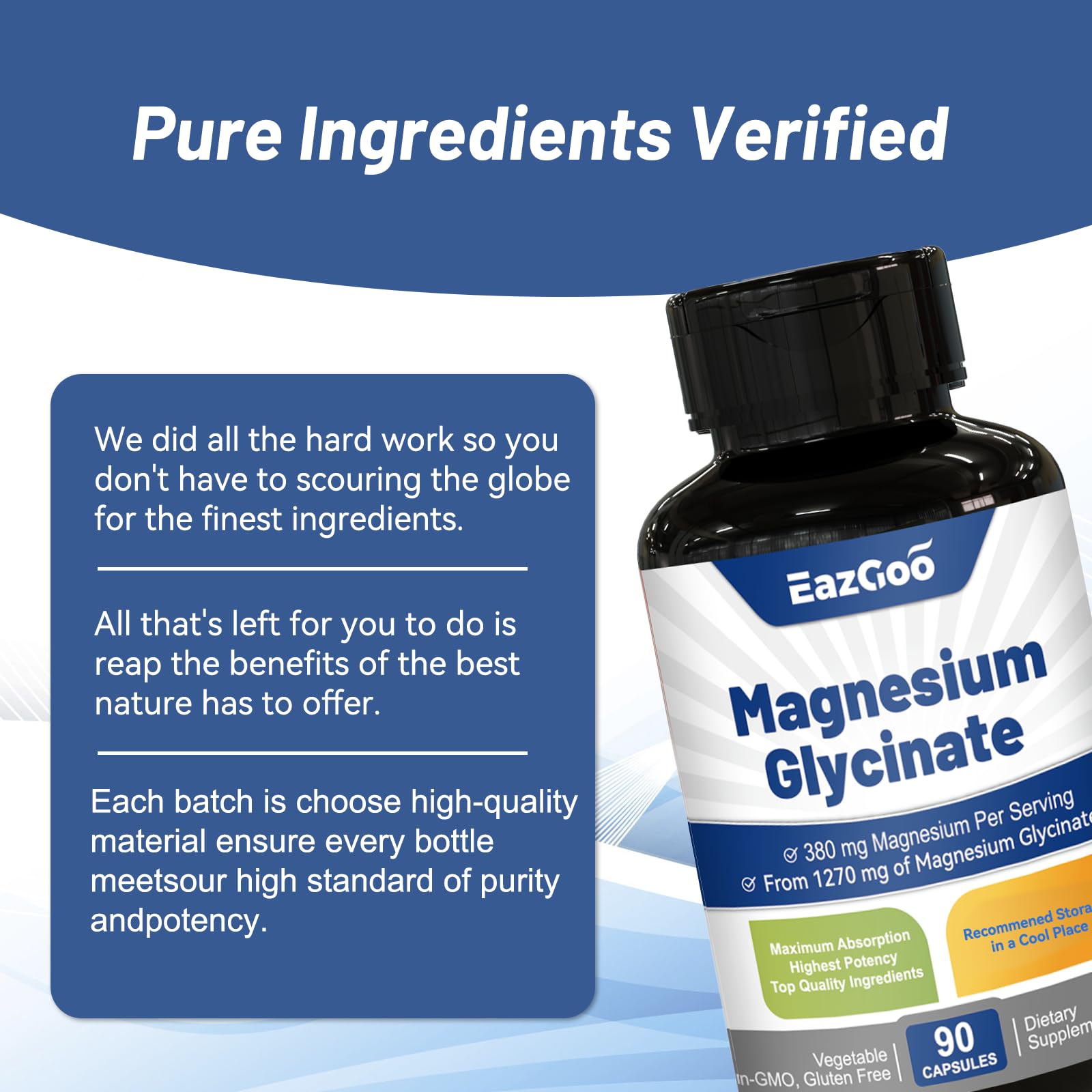 EAZGOO Magnesium Glycinate Capsules on a wooden table