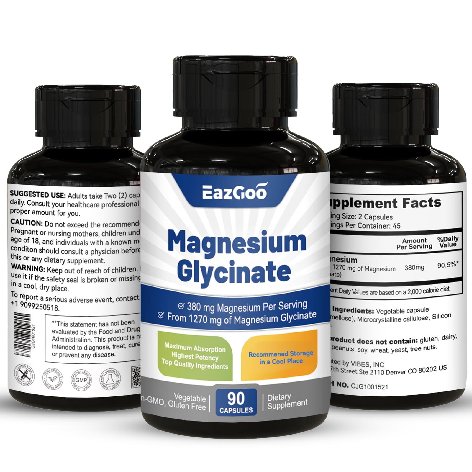 EAZGOO Magnesium Glycinate Capsules opened with some capsules visible