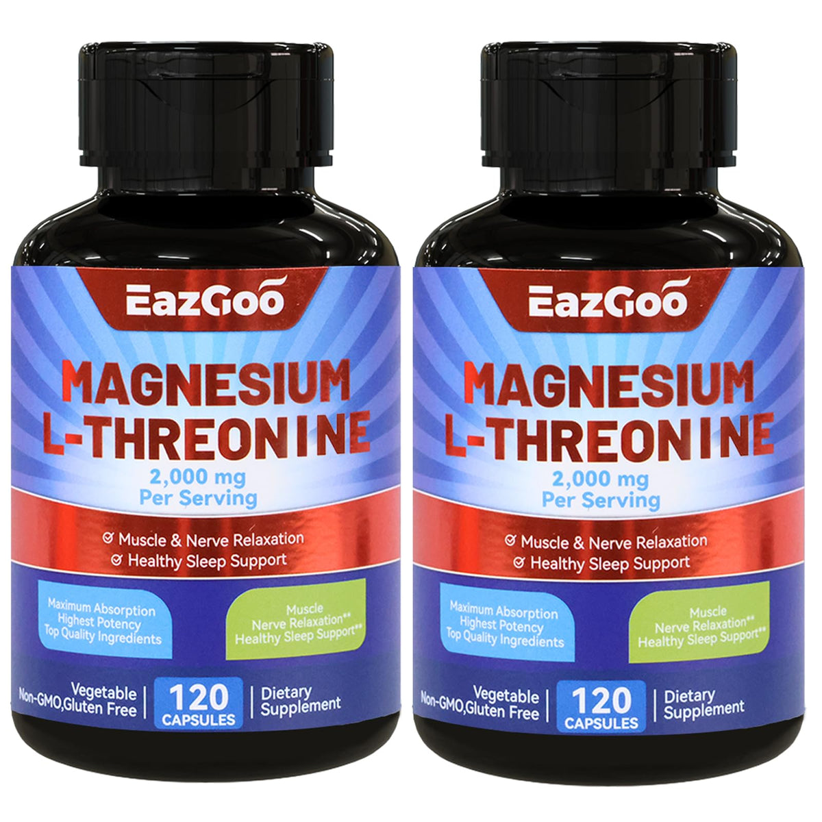 EAZGOO Magnesium L-Threonine Capsules 2000mg front view