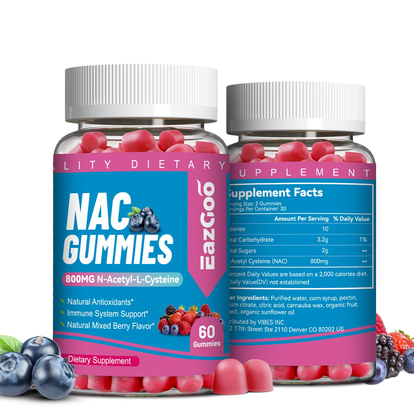 EAZGOO NAC Gummies 800mg bottle front view
