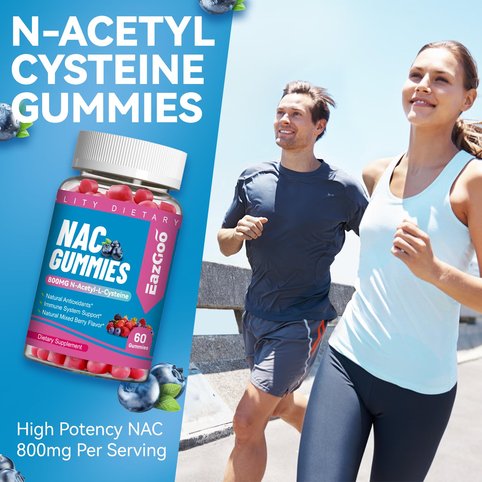 EAZGOO NAC Gummies showing serving size of two gummies