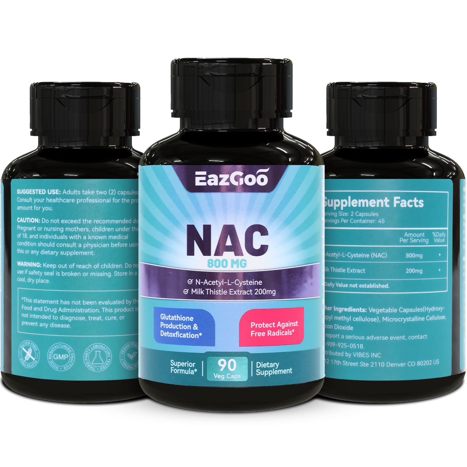 EAZGOO NAC Supplement 800mg side view showing capsule
