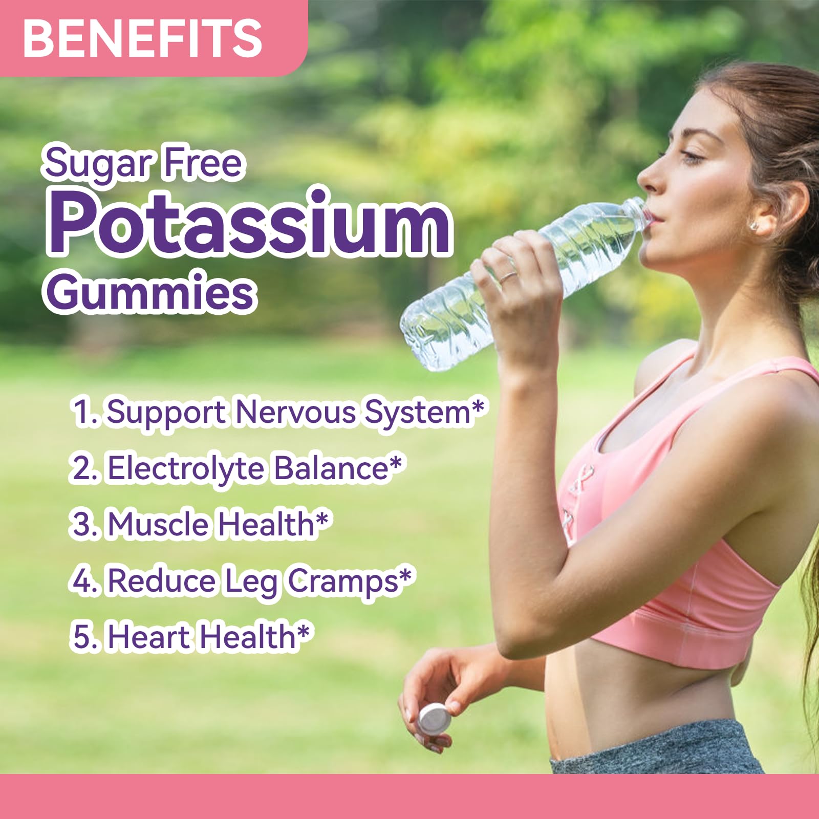 EAZGOO Potassium Gummies packaging showing nutrition information