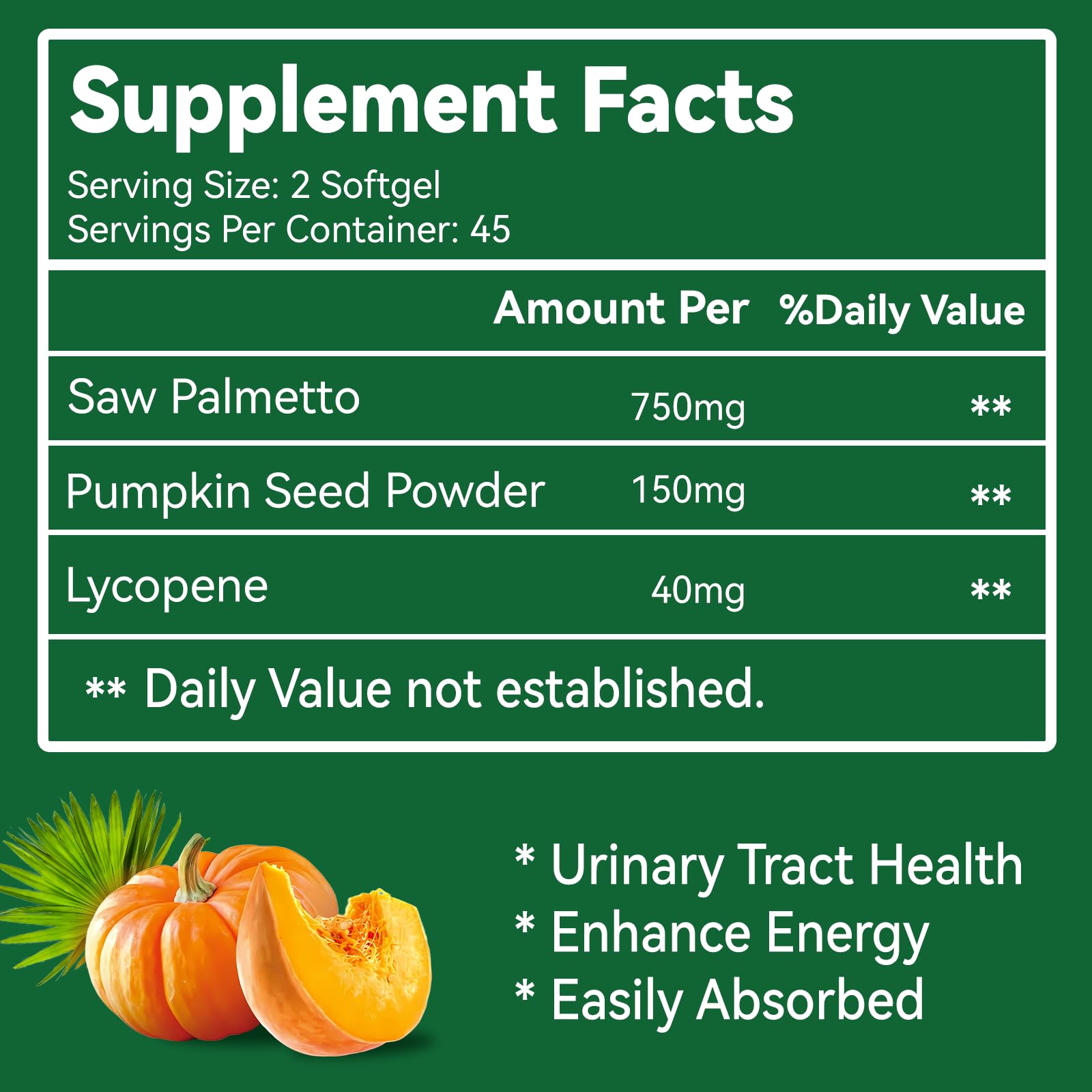 EAZGOO Saw Palmetto Supplement 750mg side view