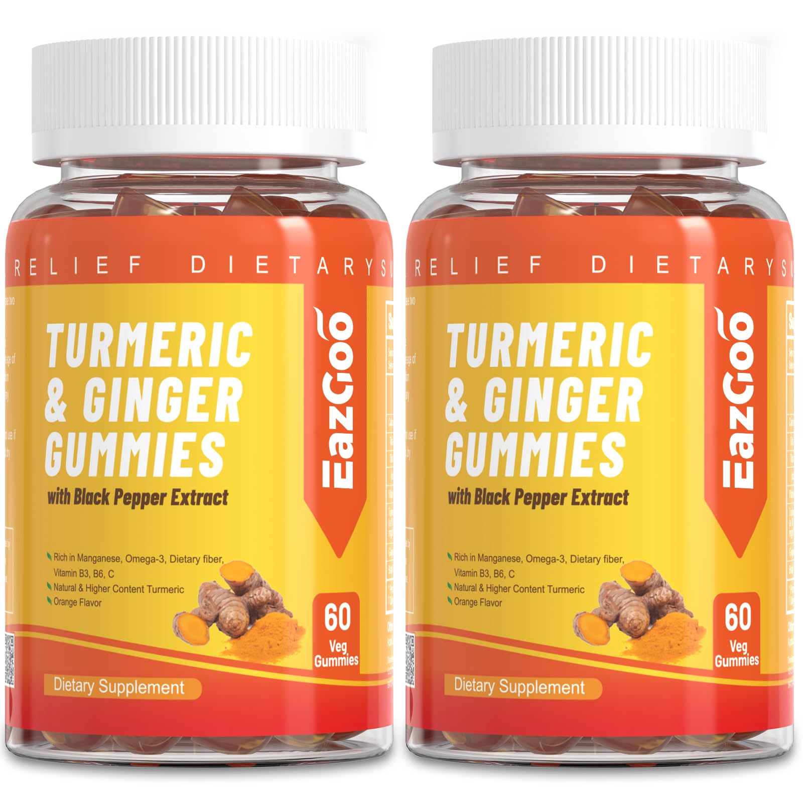 EAZGOO Turmeric Ginger Gummies front view with packaging
