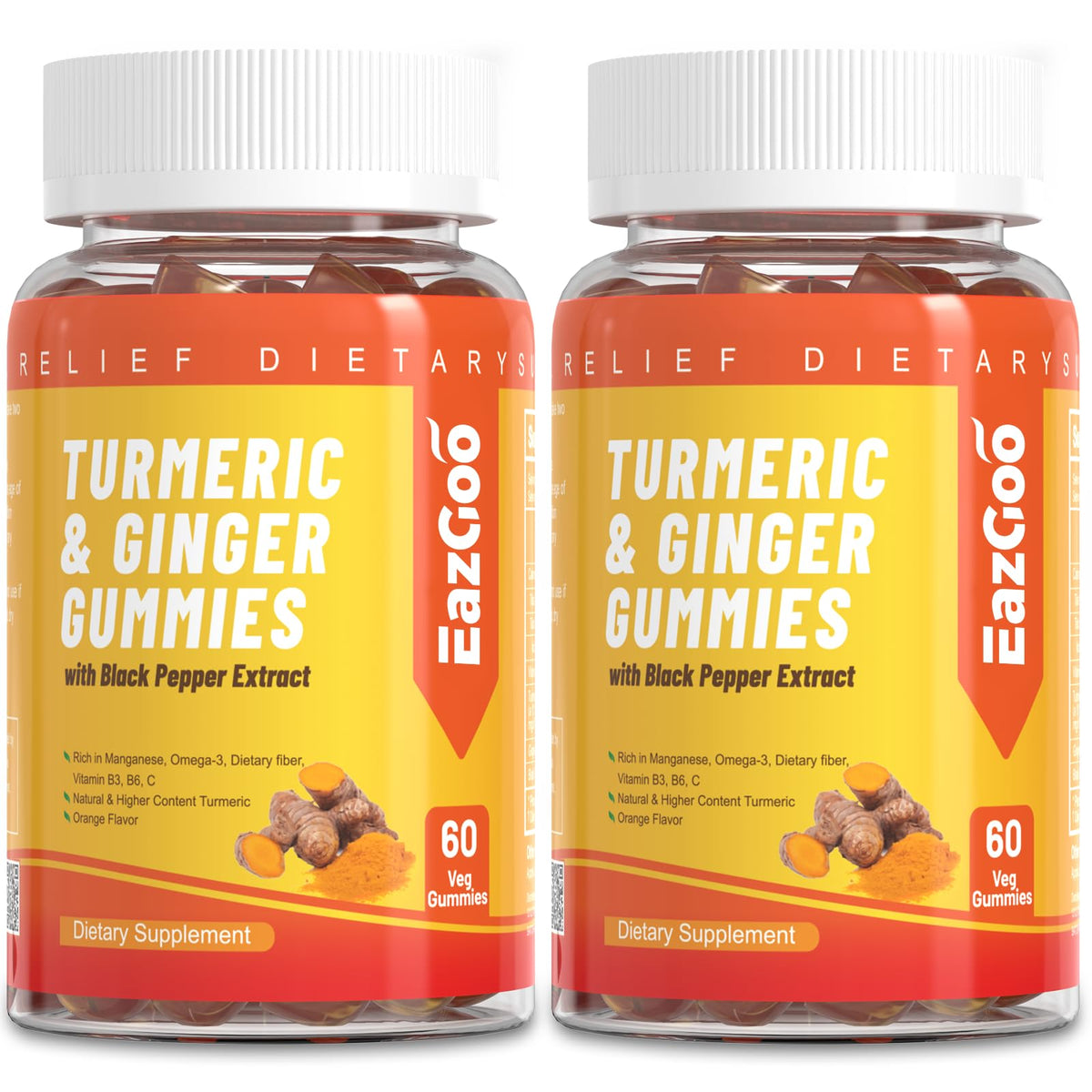 EAZGOO Turmeric Ginger Gummies front view with packaging