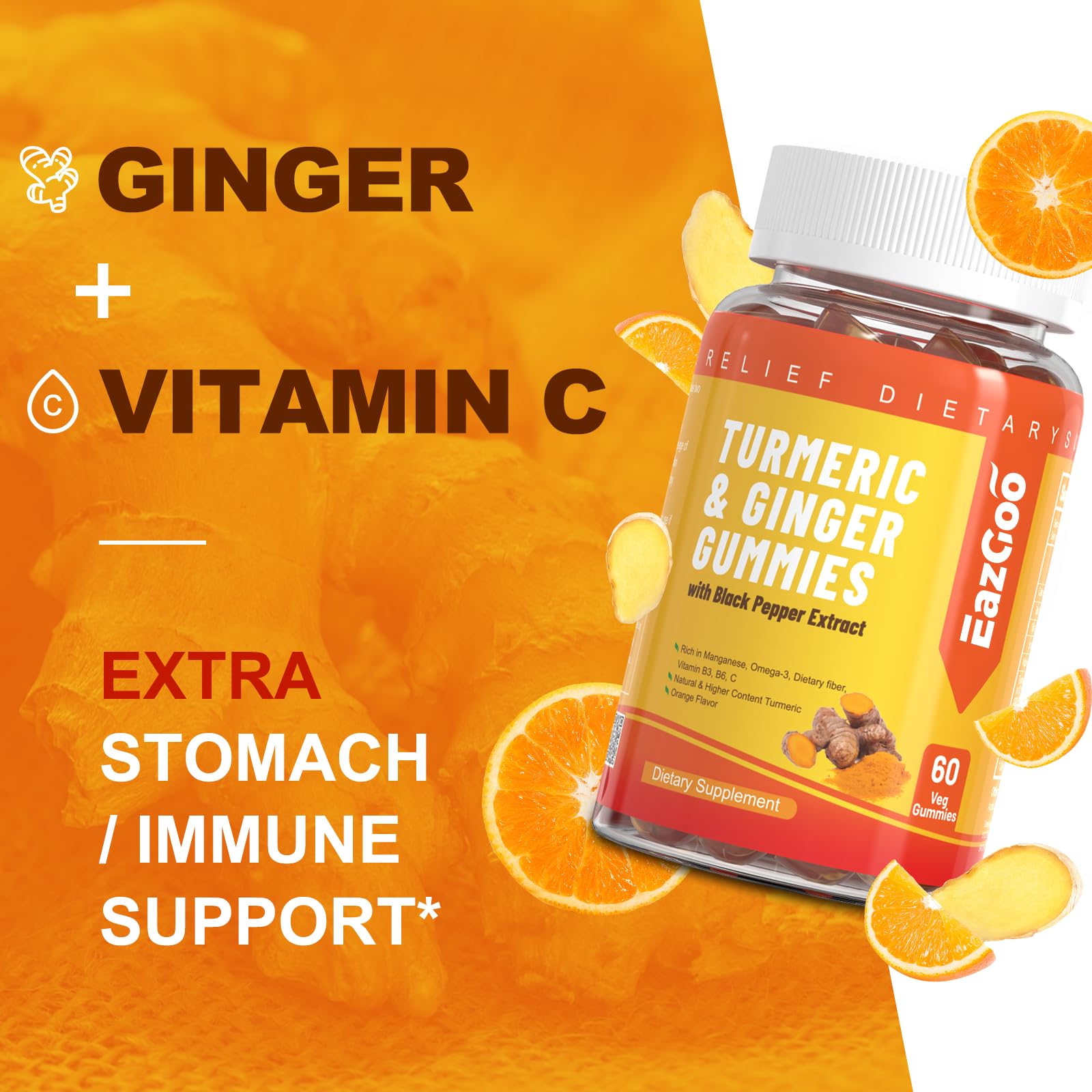 EAZGOO Turmeric Ginger Gummies nutritional information
