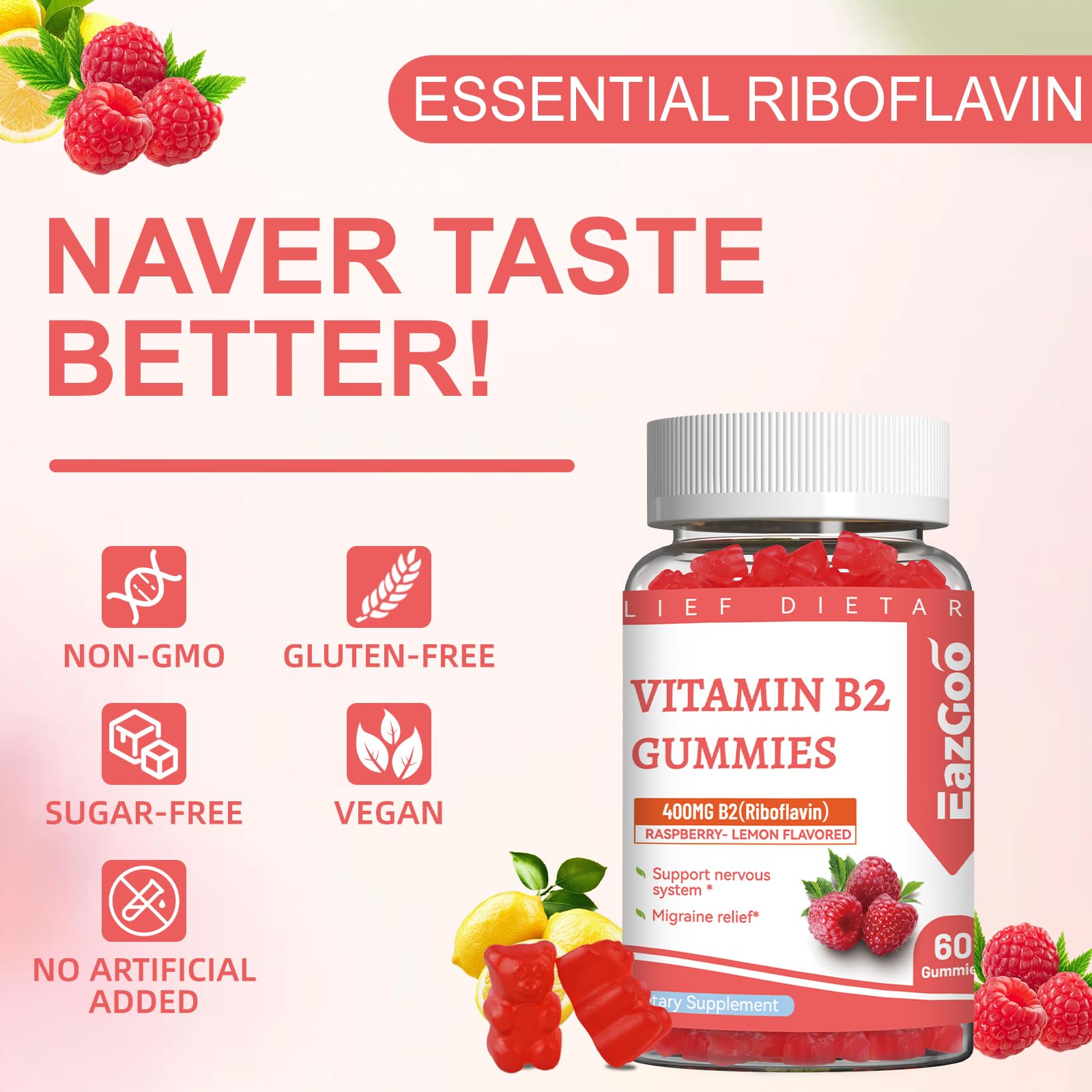 EAZGOO Vitamin B2 Gummies with a measuring spoon