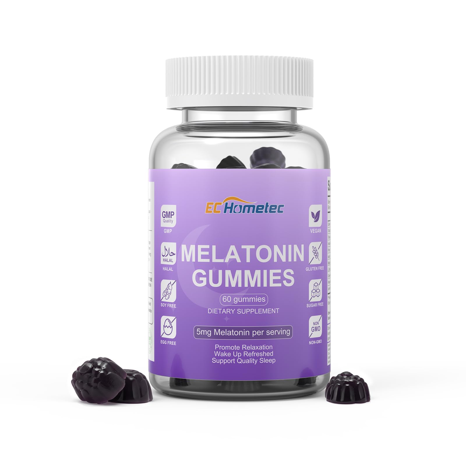 EC Hometec Melatonin Gummies 5mg front view packaging