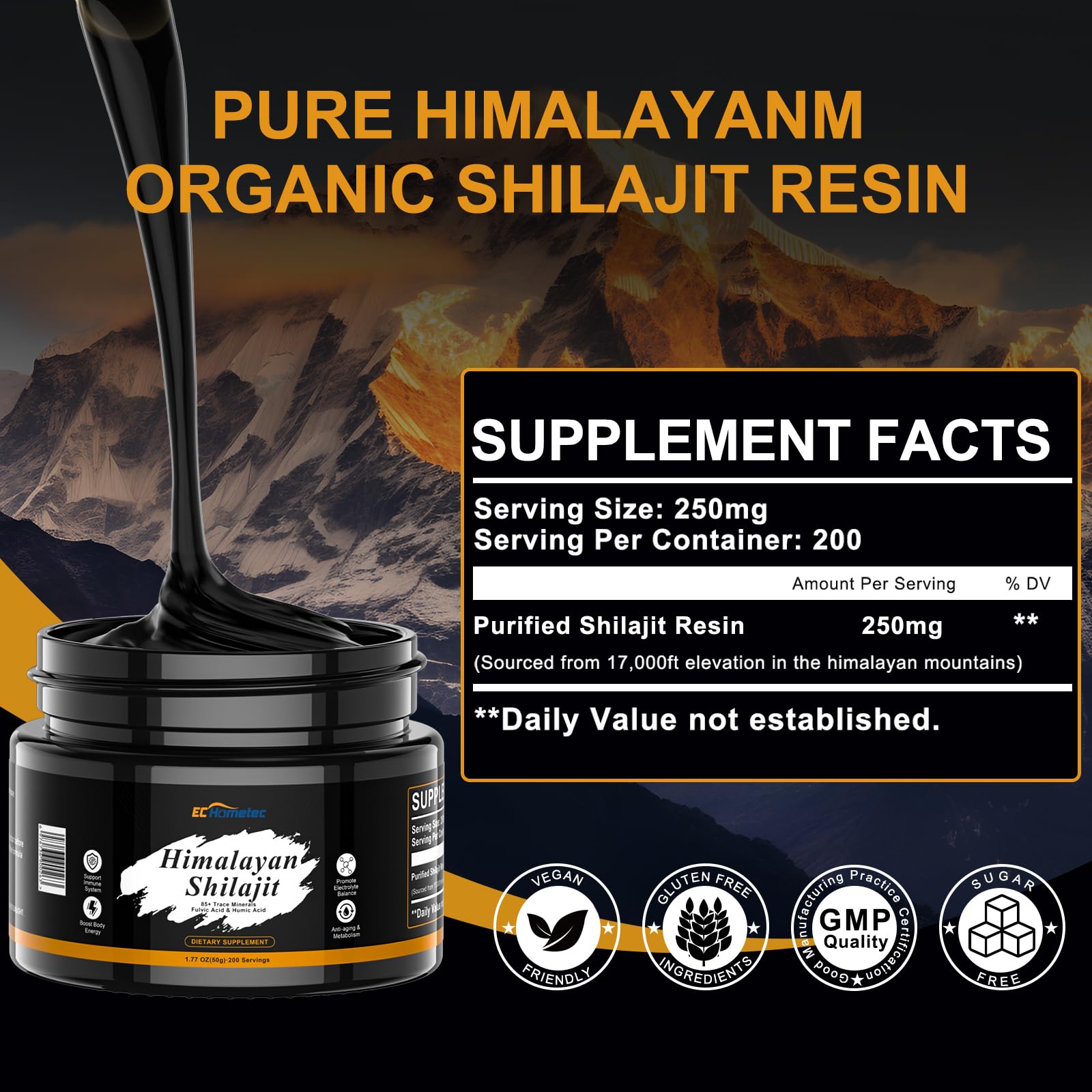 EC Hometec Pure Himalayan Shilajit Resin 160g packaging