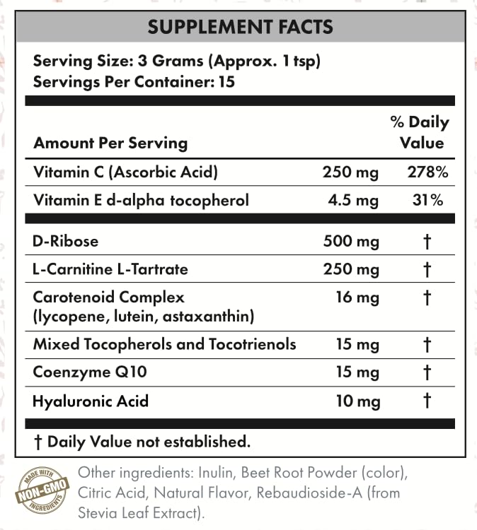 Ecco Bella Plant-Based Collagen Powder 45g back view packaging