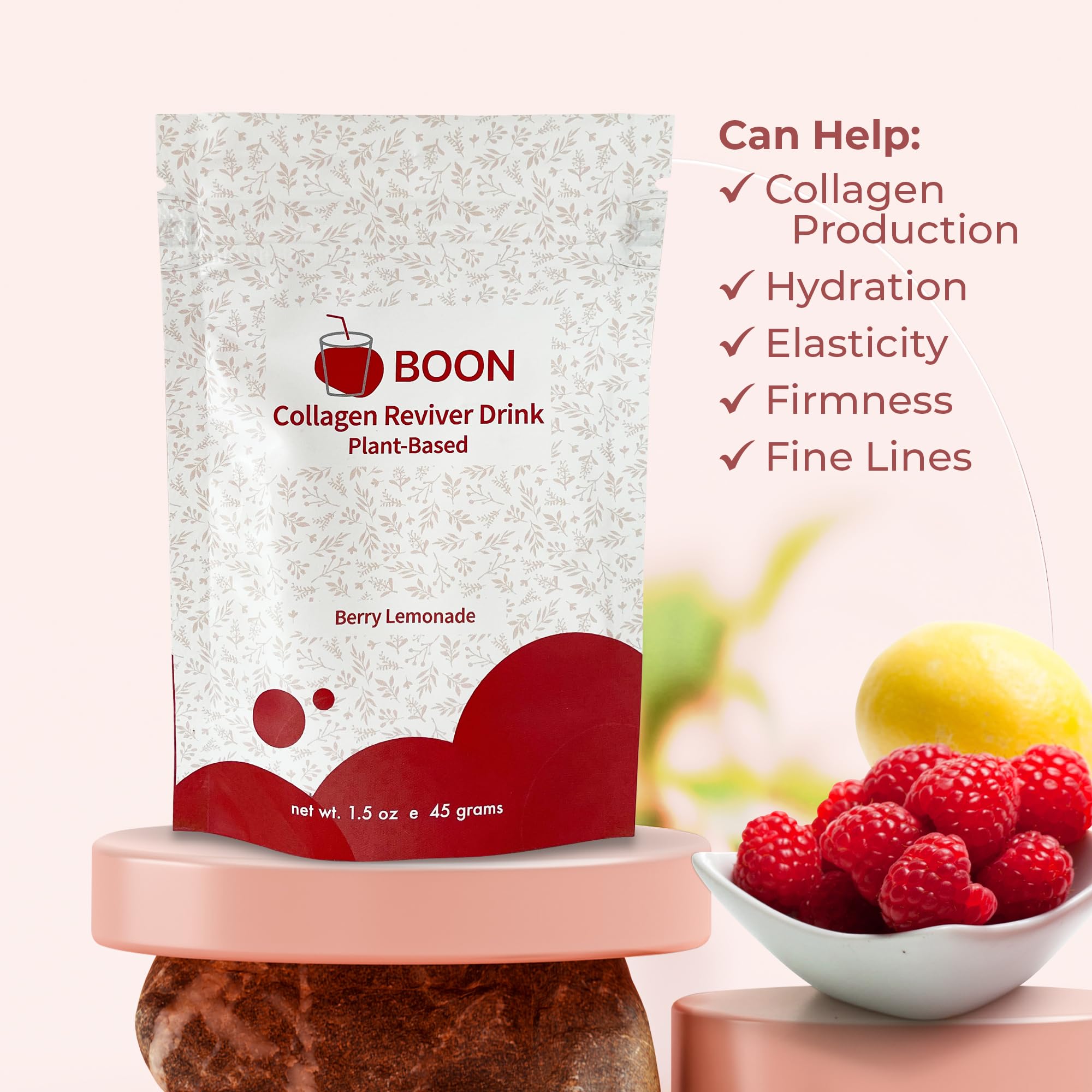 Ecco Bella Plant-Based Collagen Powder 45g scoop with powder
