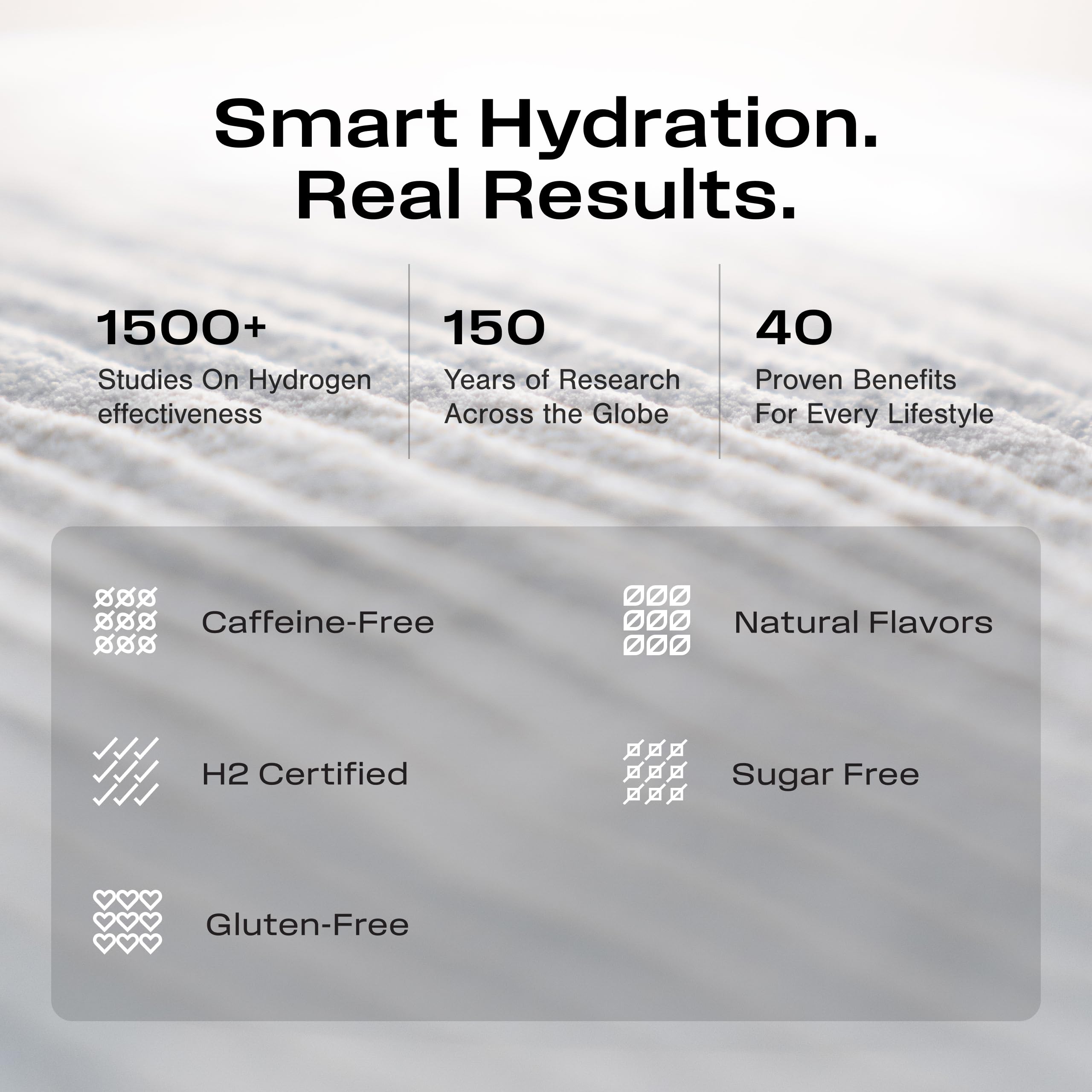 Echo Water Hydrogen Prebiotic Drink Mix sachet with glass of water