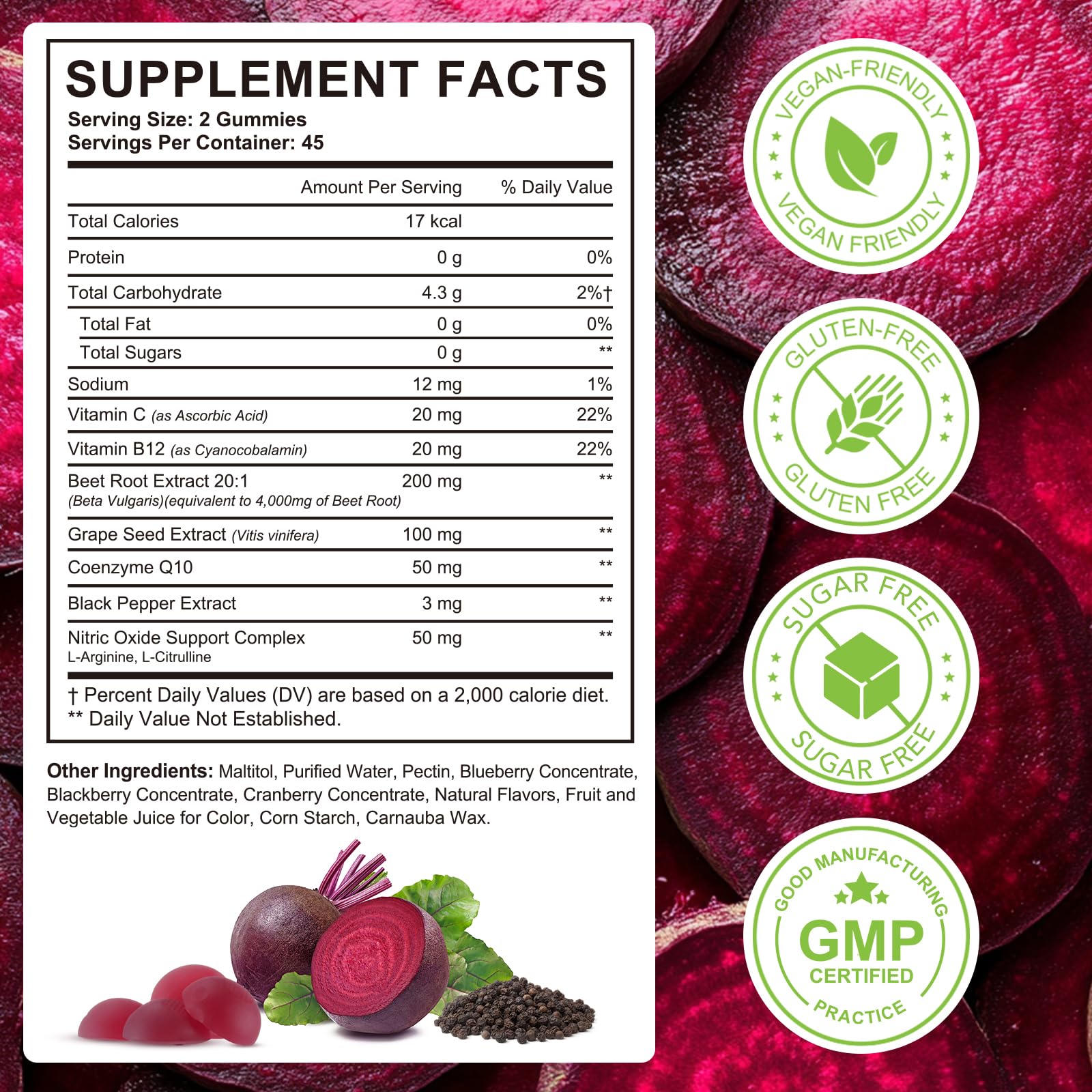 ECHTEYUN Beetroot Gummies nutritional information