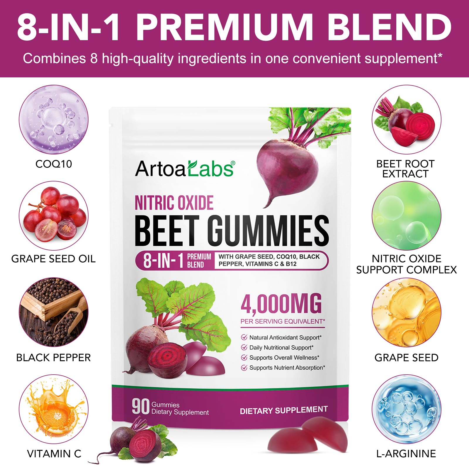 ECHTEYUN Beetroot Gummies side view of packaging