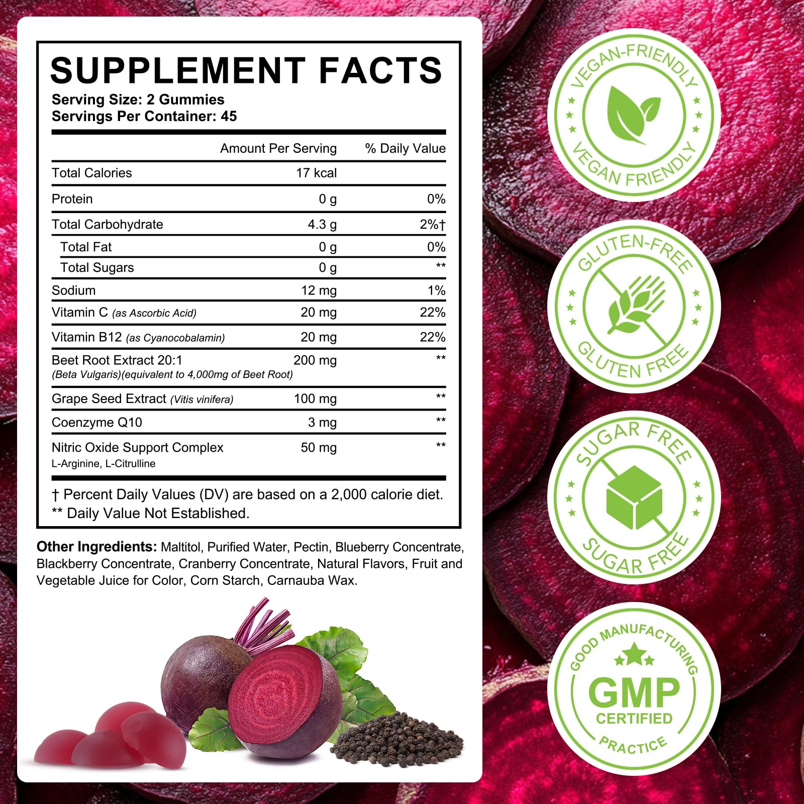 ECHTEYUN Super Beetroot Gummies with fresh beetroot