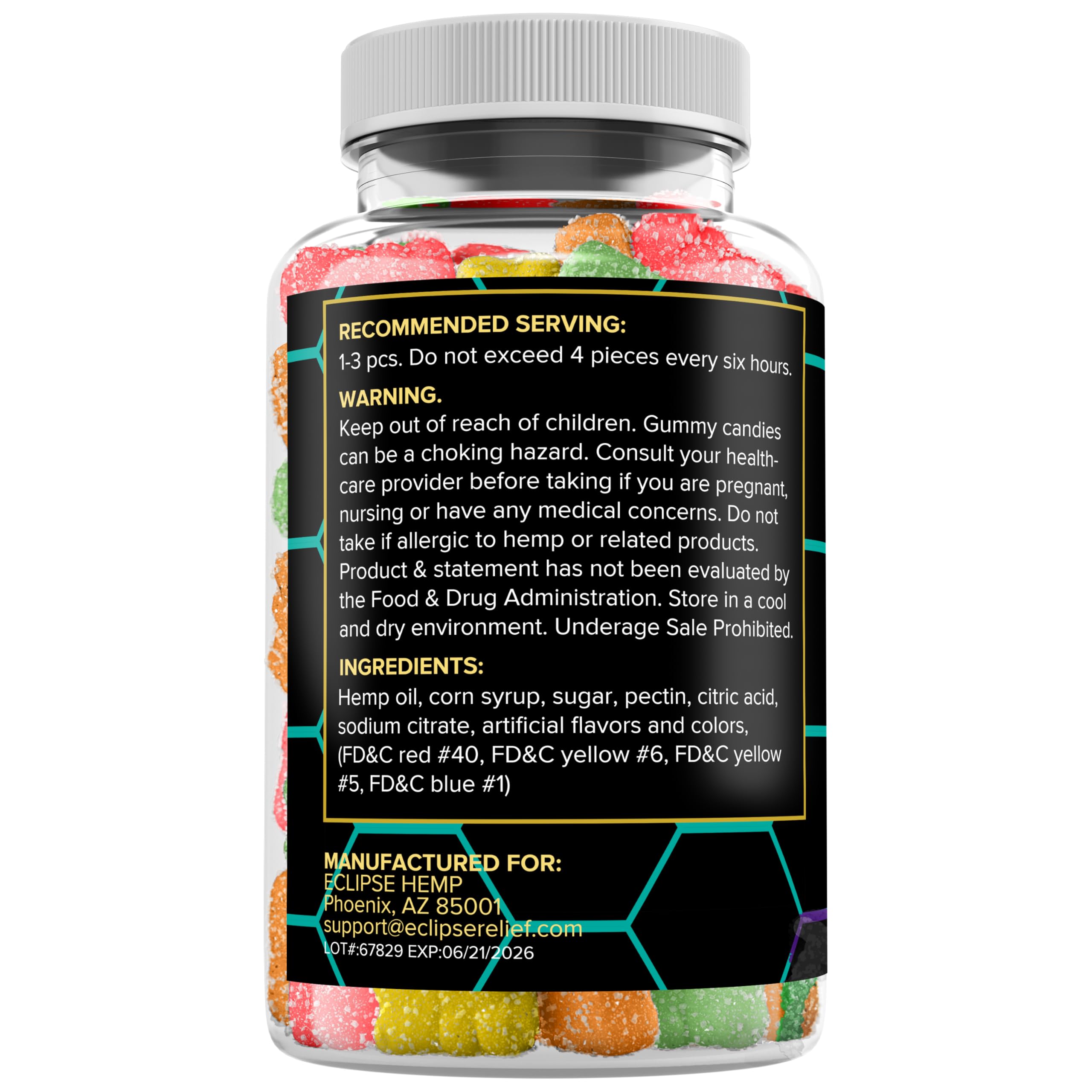 Eclipse Hemp Omega 3-6-9 Gummies close-up of gummies