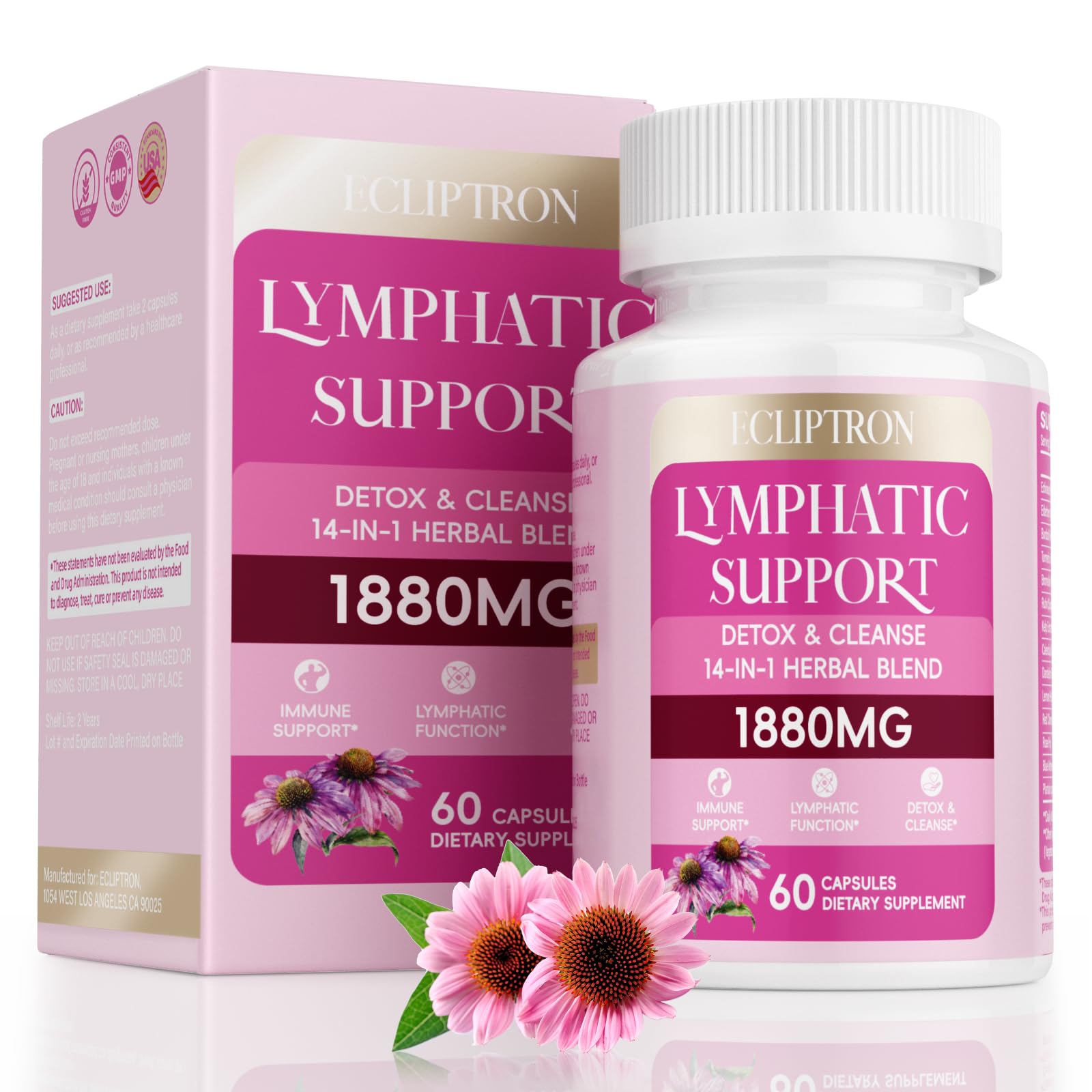 Ecliptron Echinacea Lymphatic Drainage Supplement front view