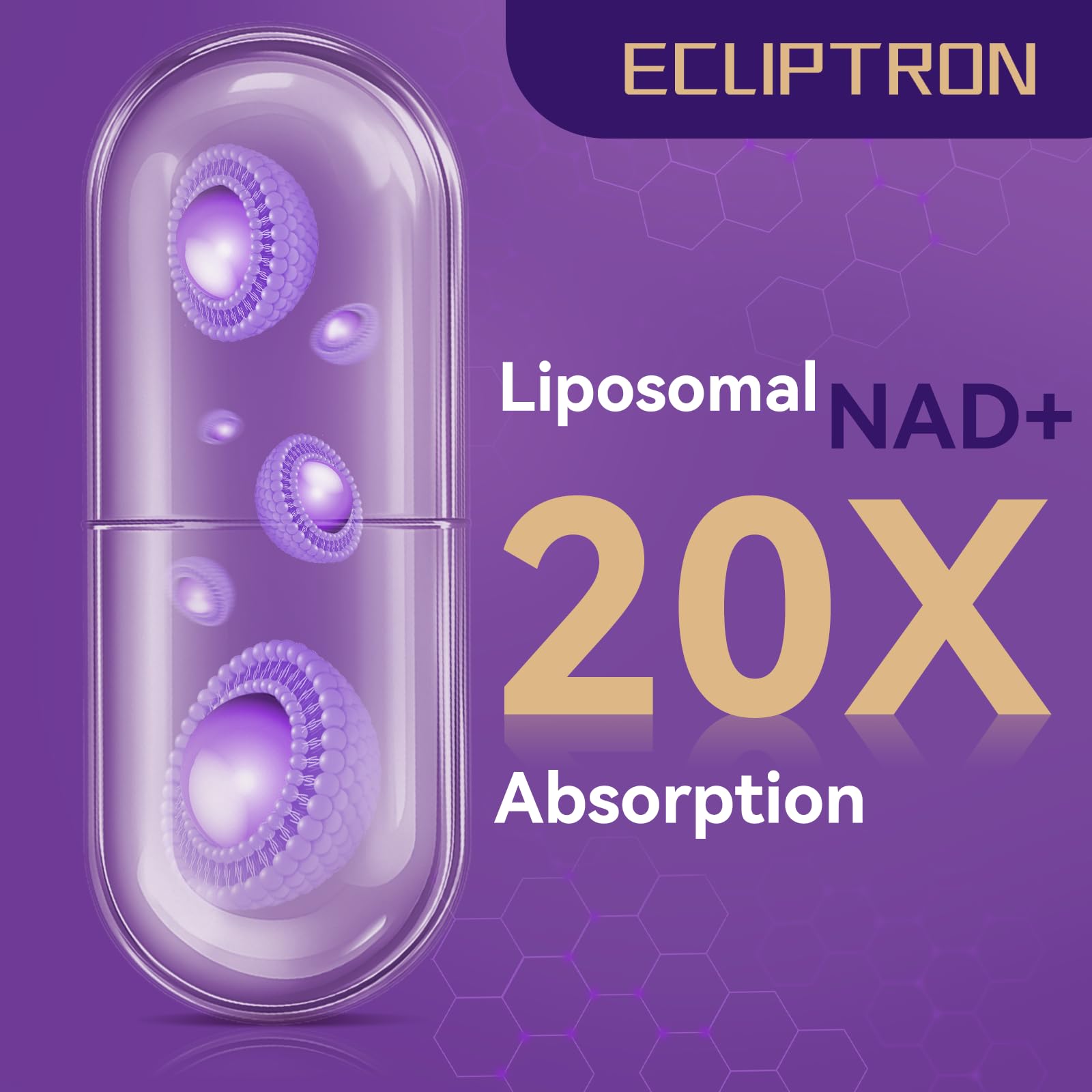 Ecliptron NAD+ supplement bottle with a measuring spoon