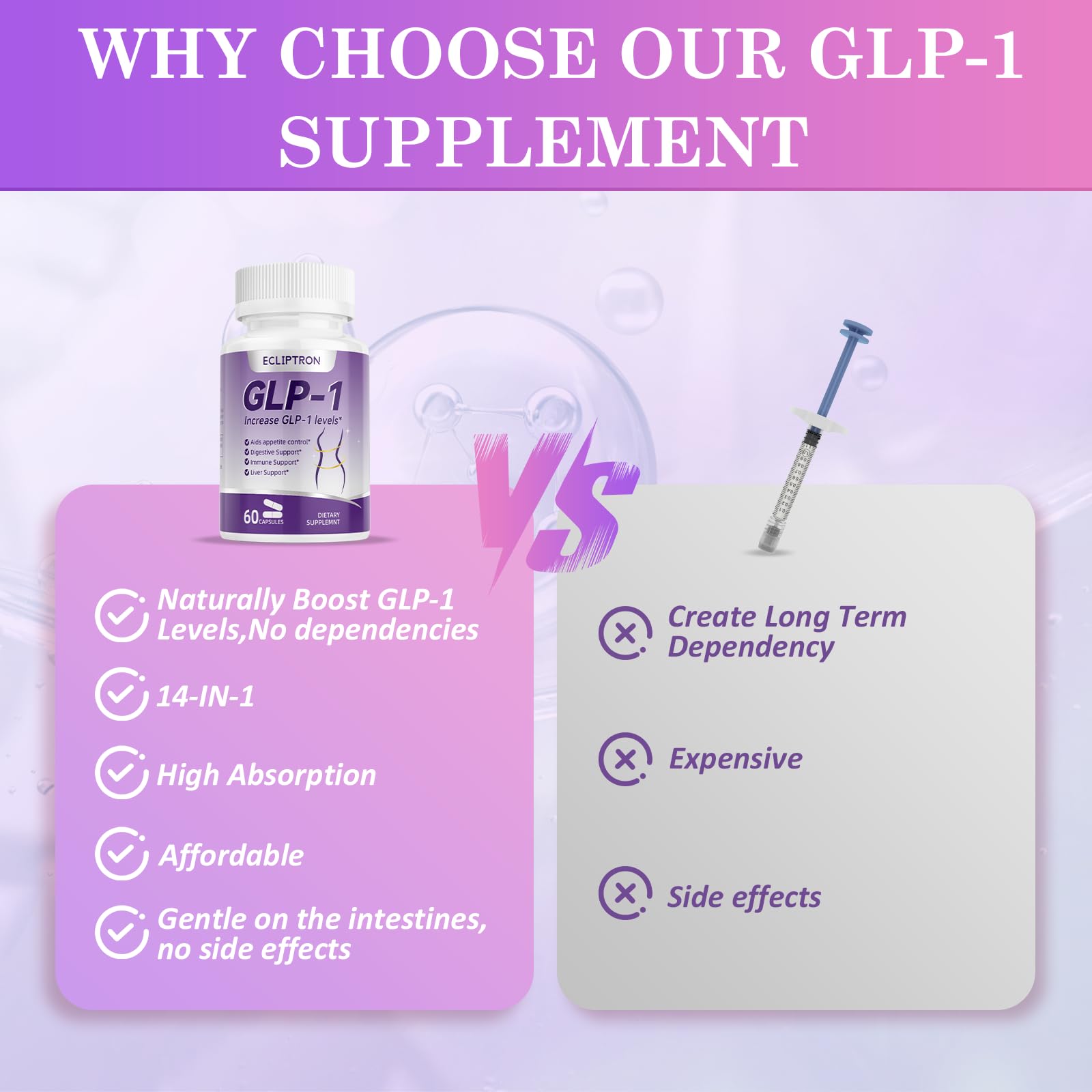 Ecliptron Probiotics Natural Support GLP-1 68g dosage instructions