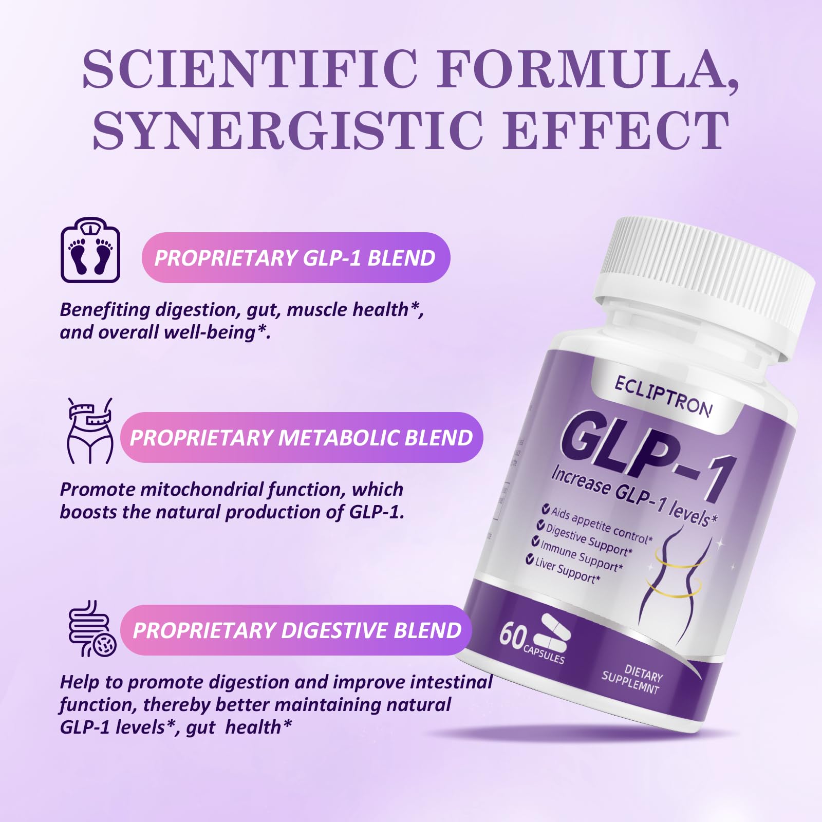 Ecliptron Probiotics Natural Support GLP-1 68g packaging